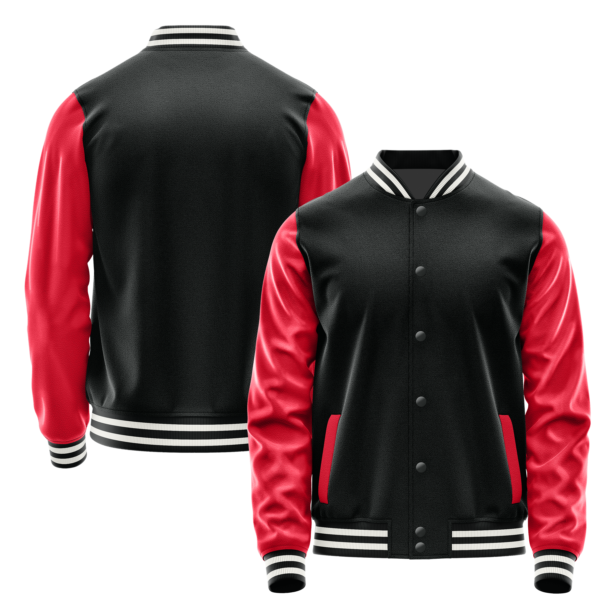 Schwarz & Rot Leder Collegejacke JG17141718