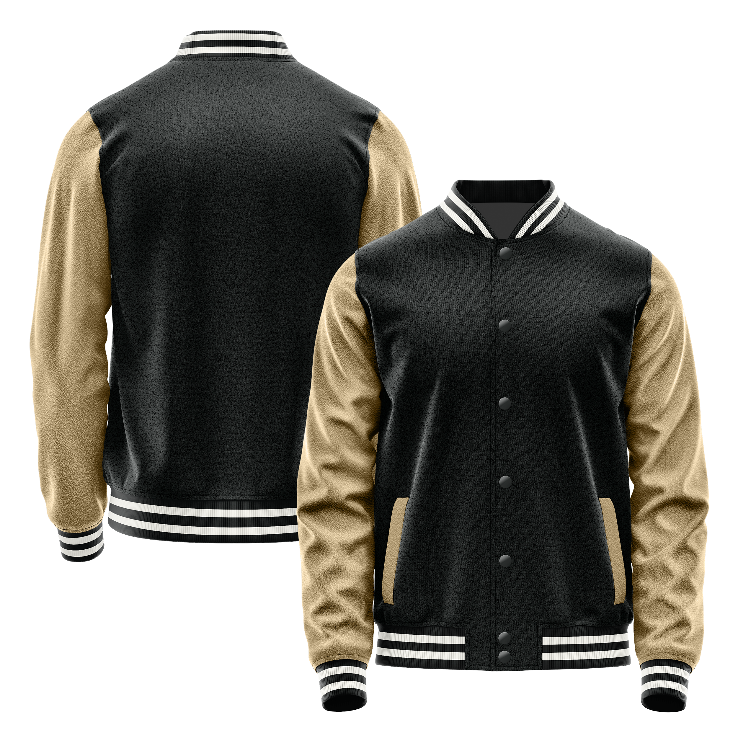 Schwarz & Hellkhaki Leder Collegejacke JG17251718