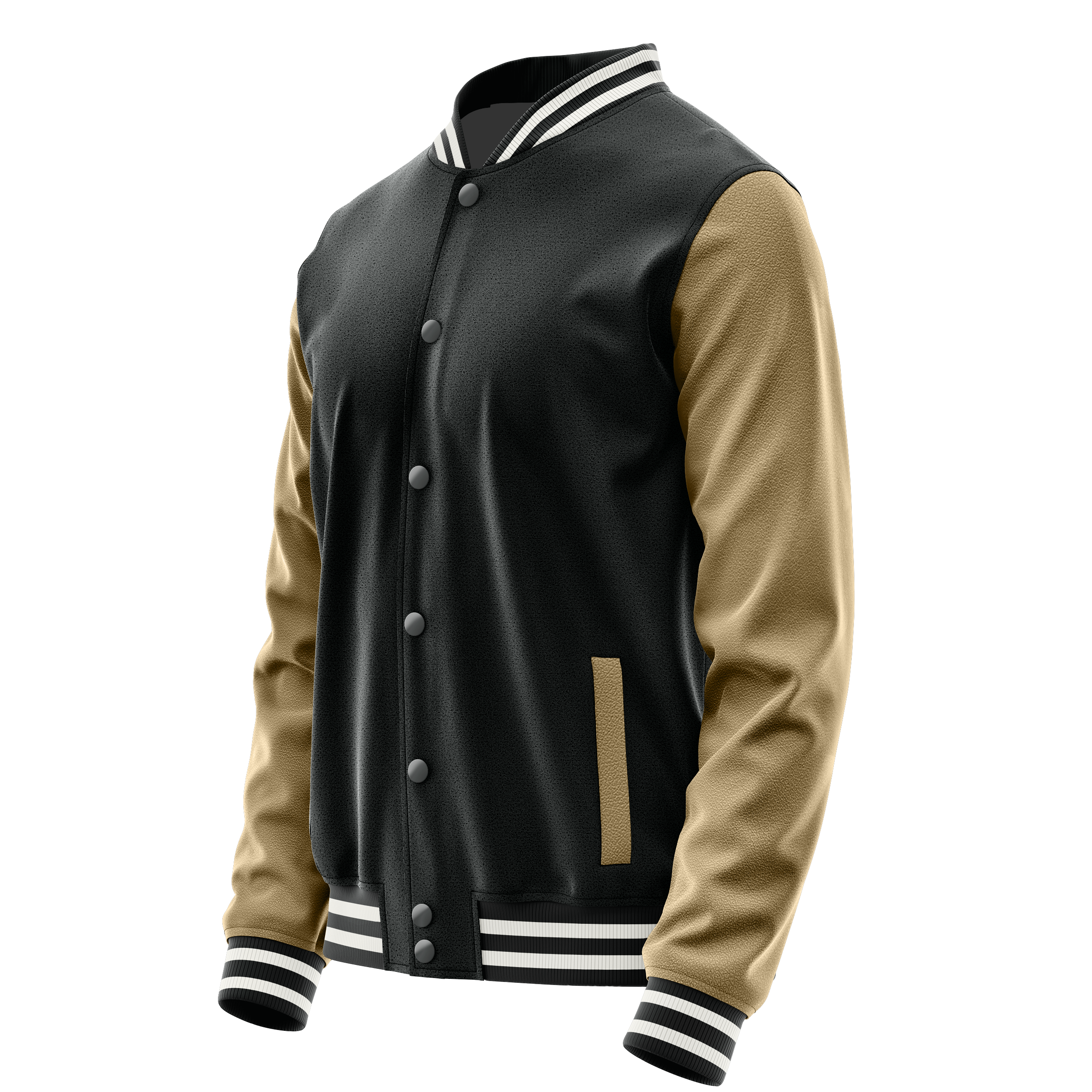 Schwarz & Hellkhaki Leder Collegejacke JG17251718