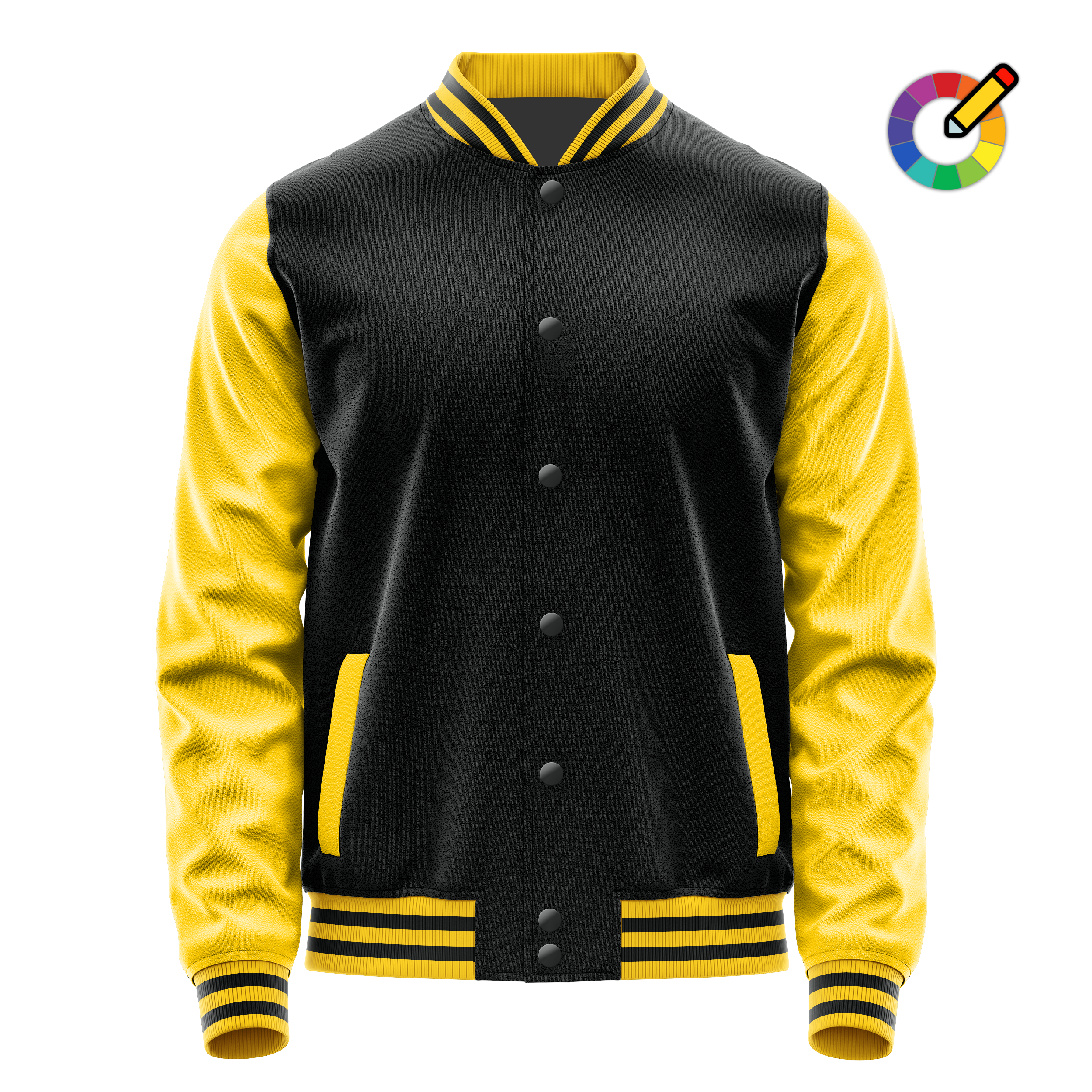 Schwarz & Gold Leder Collegejacke JG17303017