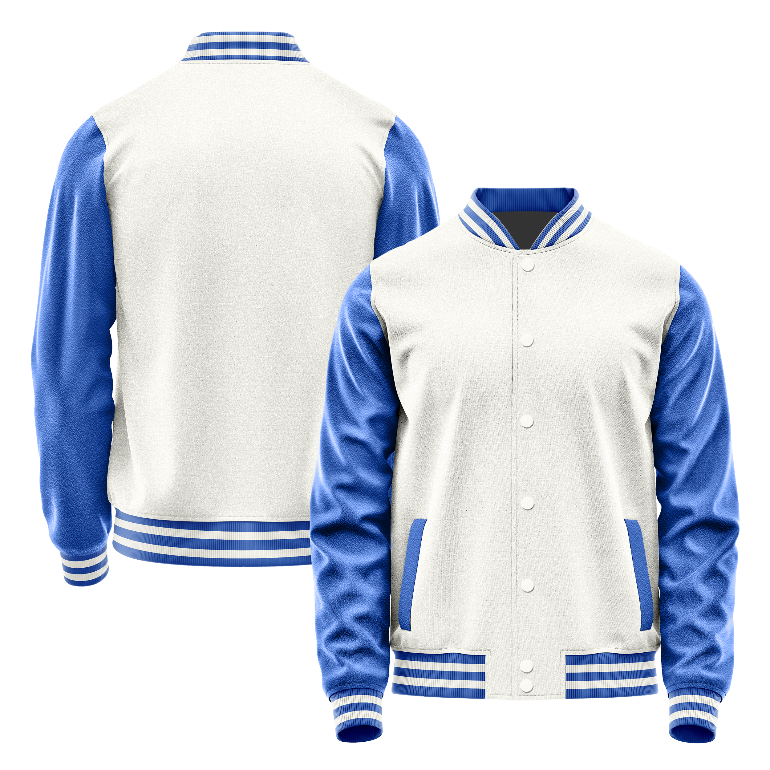 Weiß & Himmelblau Leder Collegejacke JG18090918