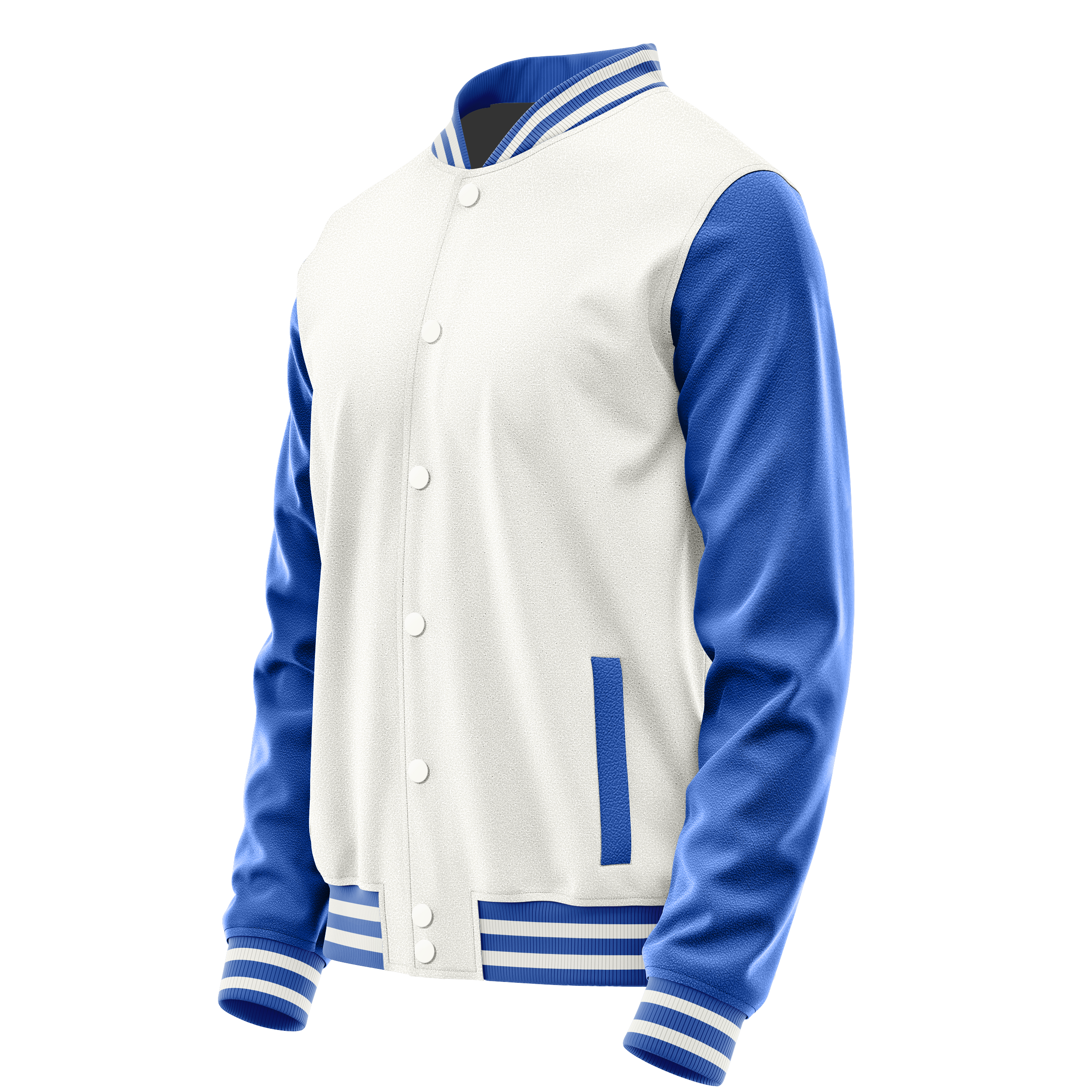 Weiß & Himmelblau Leder Collegejacke JG18090918