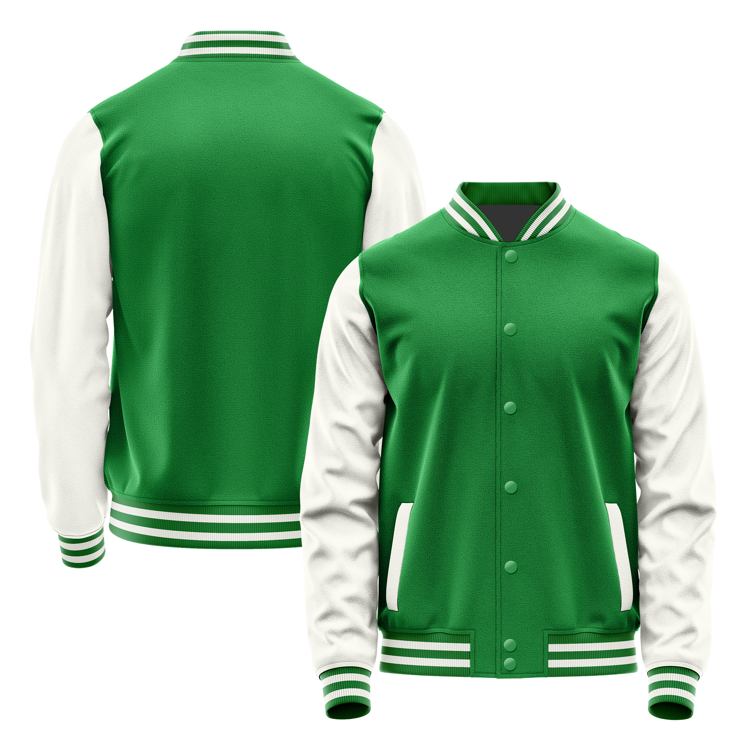 Smaragdgrün & Weiß Leder Collegejacke JG24182418