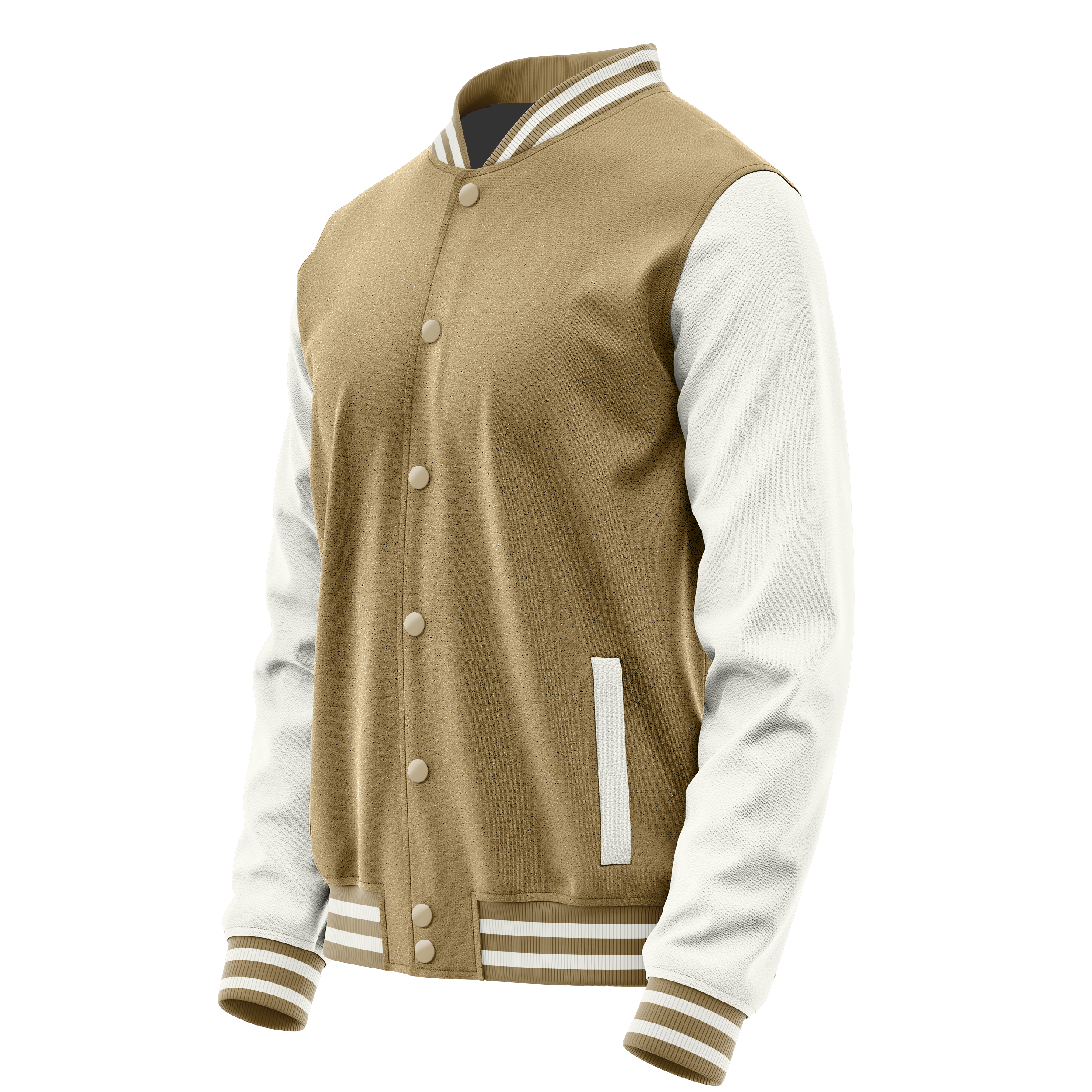 Hellkhaki & Weiß Leder Collegejacke JG25182518