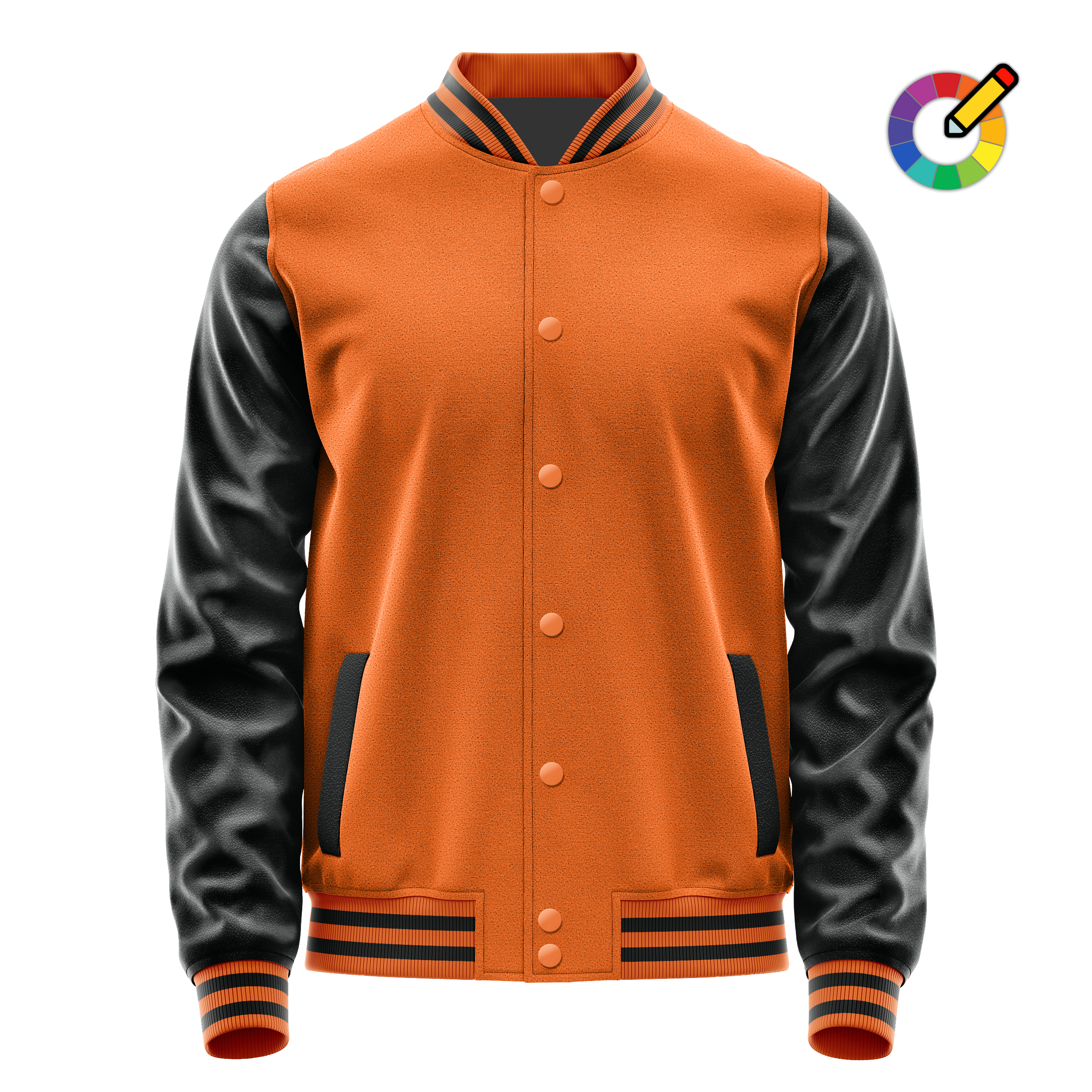Orange & Schwarz Leder Collegejacke JG28172817