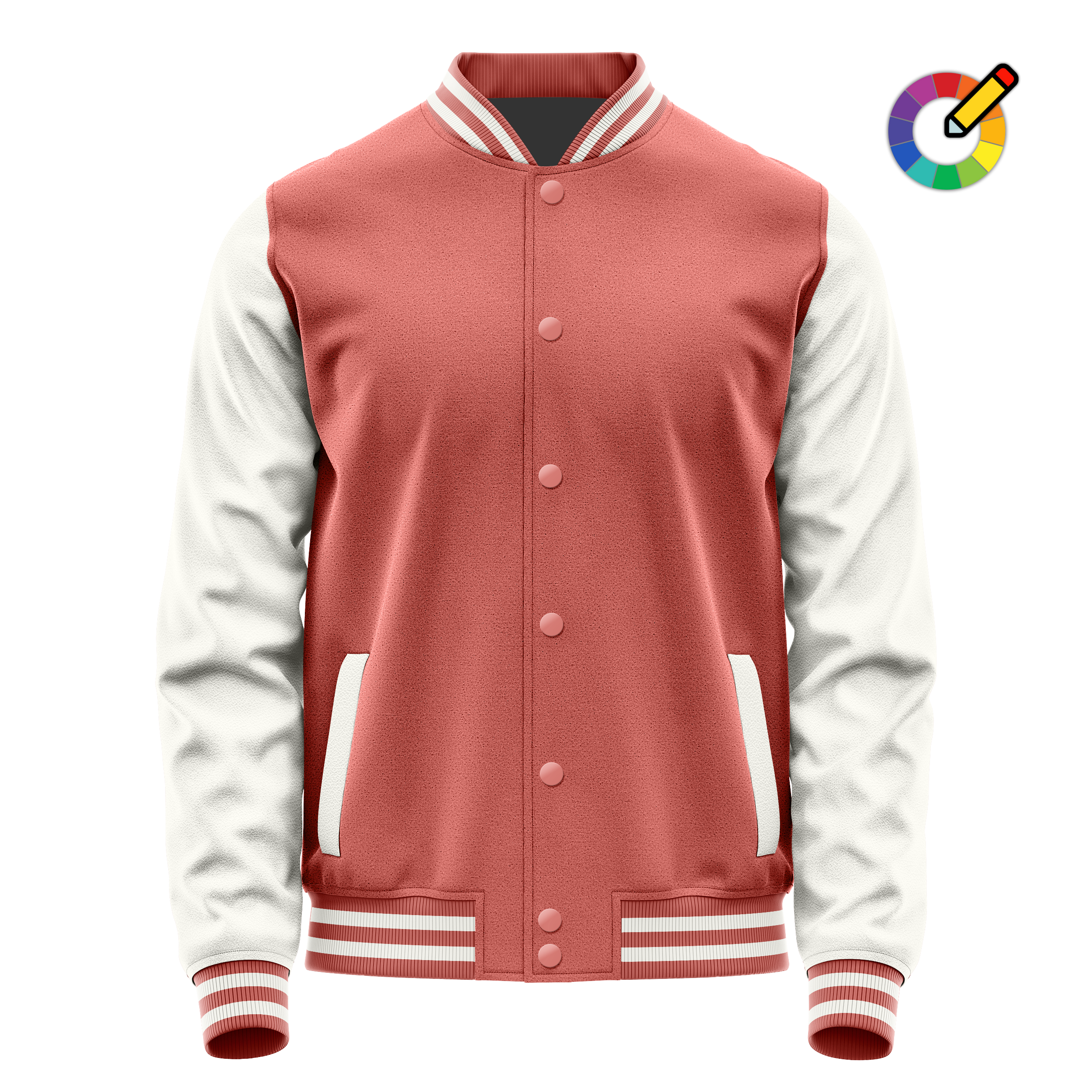 Kupferrosa & Weiß Leder Collegejacke JG29182918