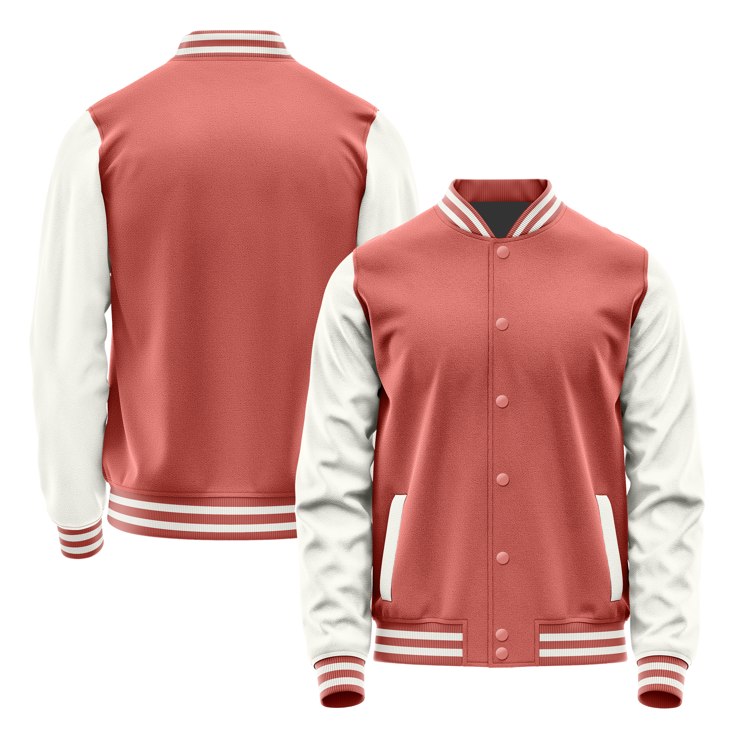 Kupferrosa & Weiß Leder Collegejacke JG29182918
