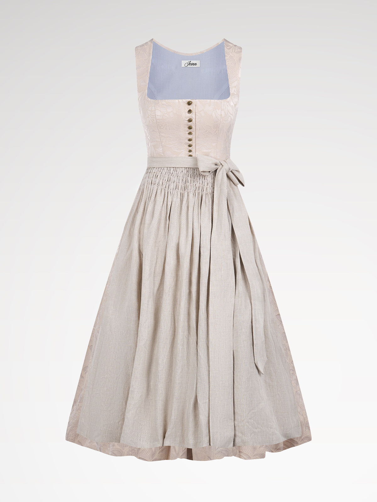 Beige rechte knopknop dirndl