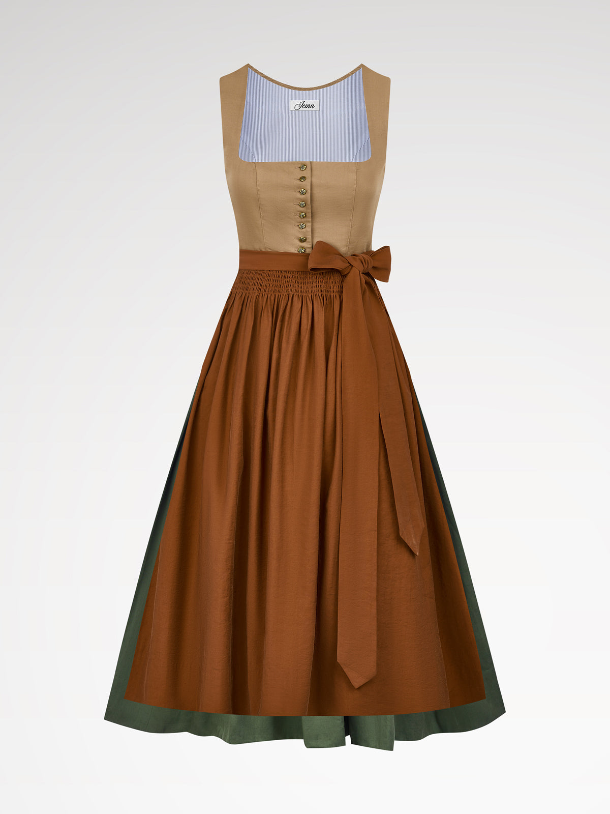 Brown, straight button button dirndl