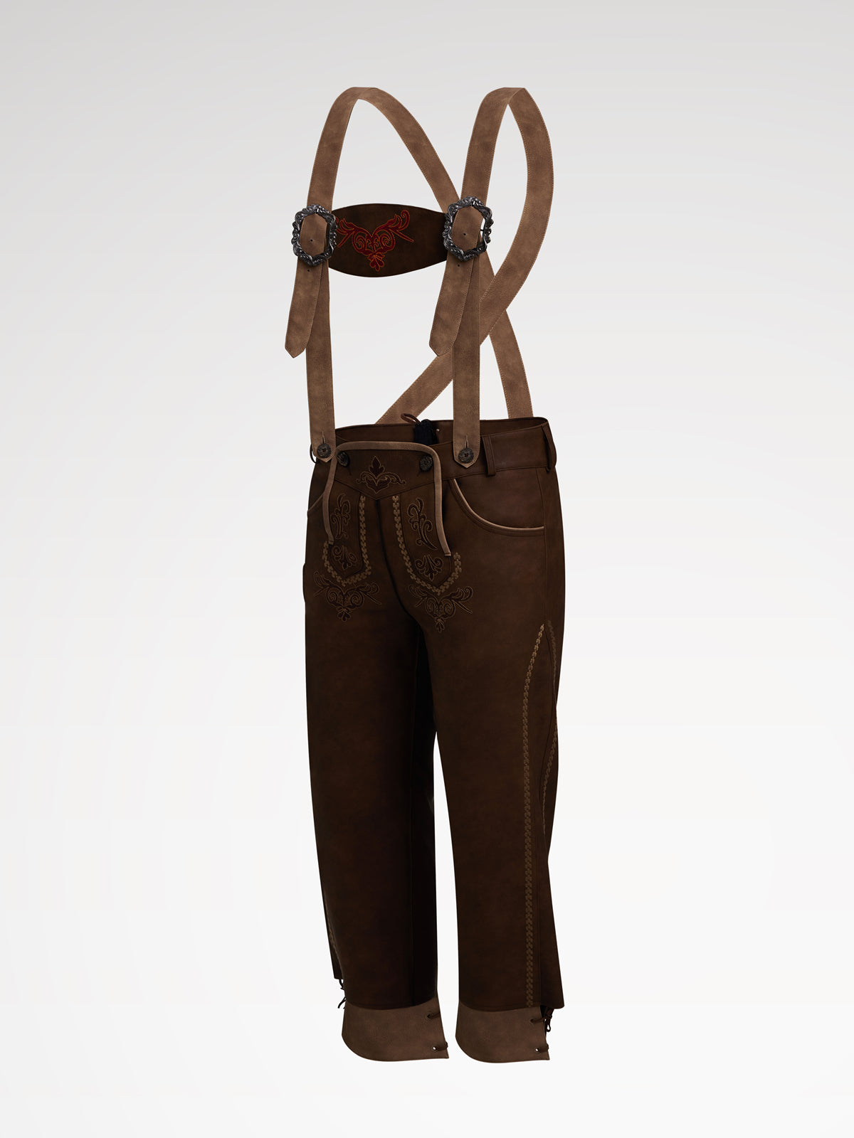 Brown buttons leather pants