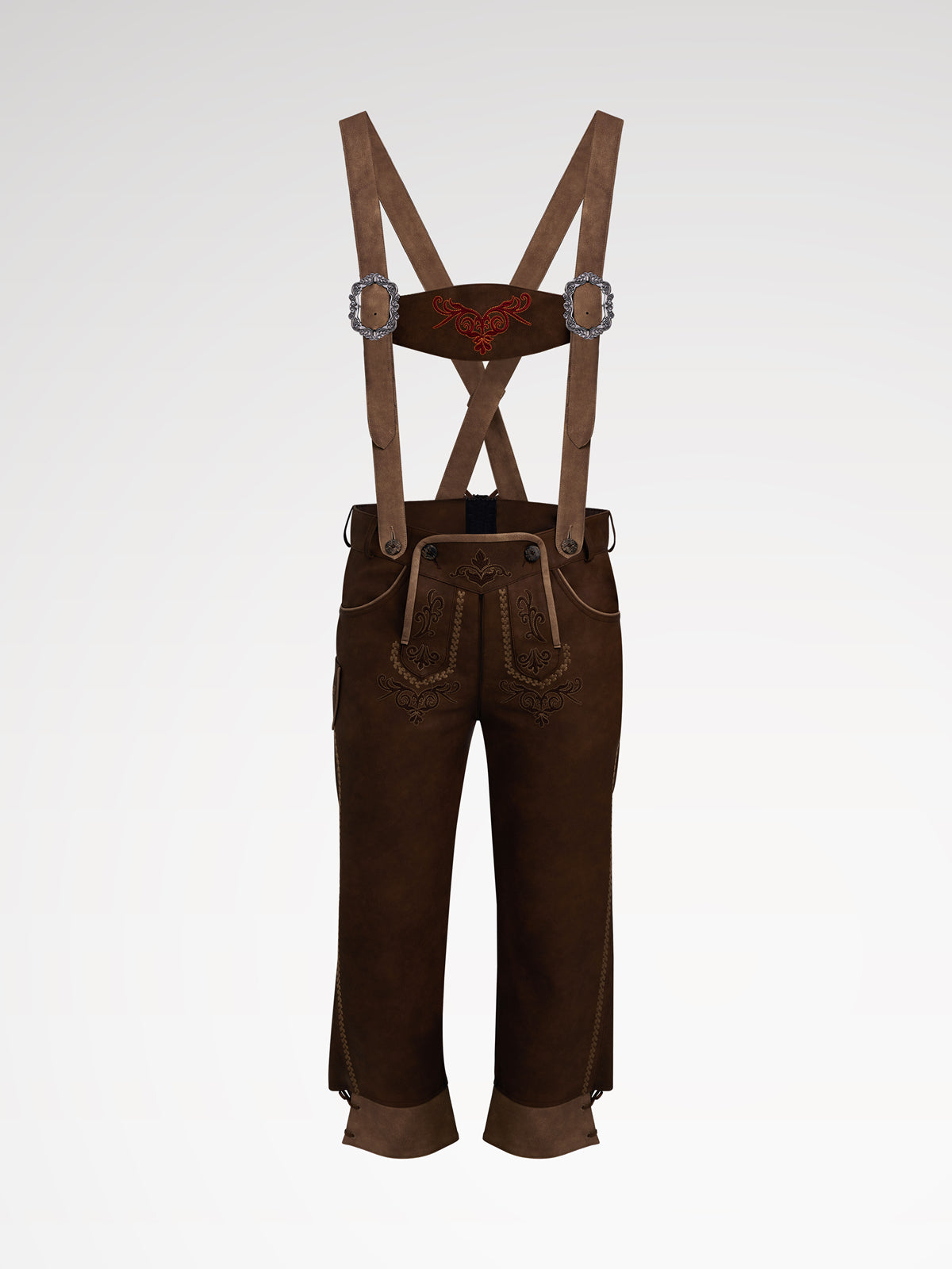 Hnědá knoflíky kožené kalhoty