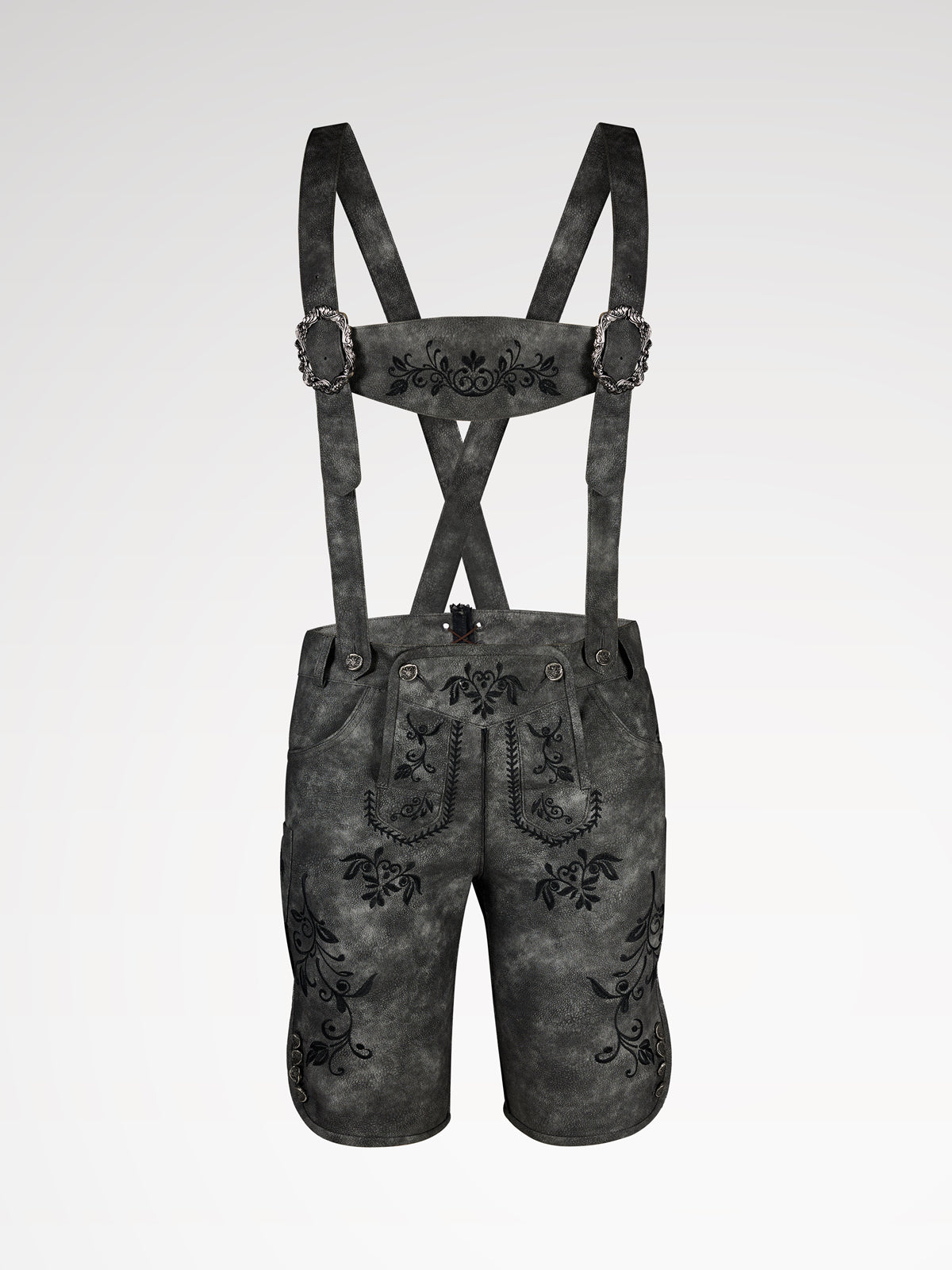 Šedá knoflíky kožené kalhoty