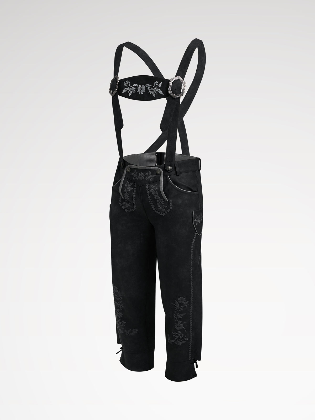 Šedá knoflíky kožené kalhoty