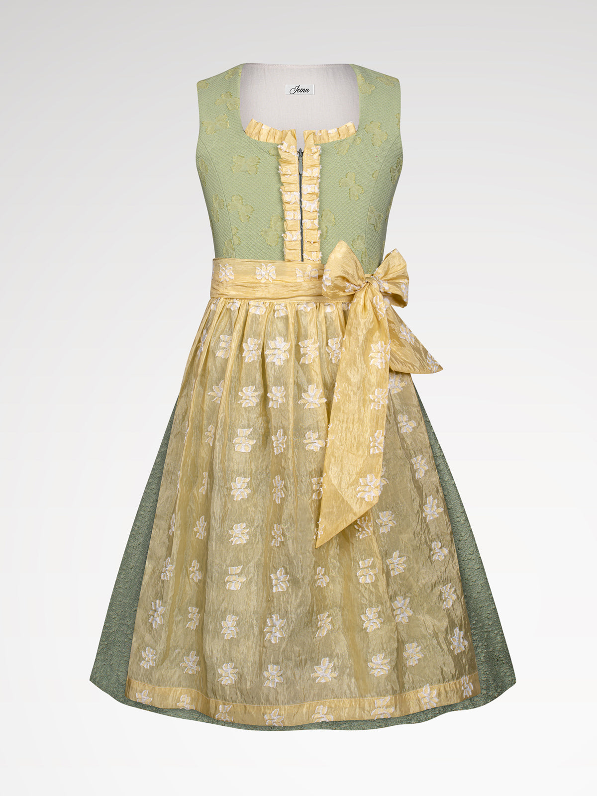 Children green zipper at the front dirndl