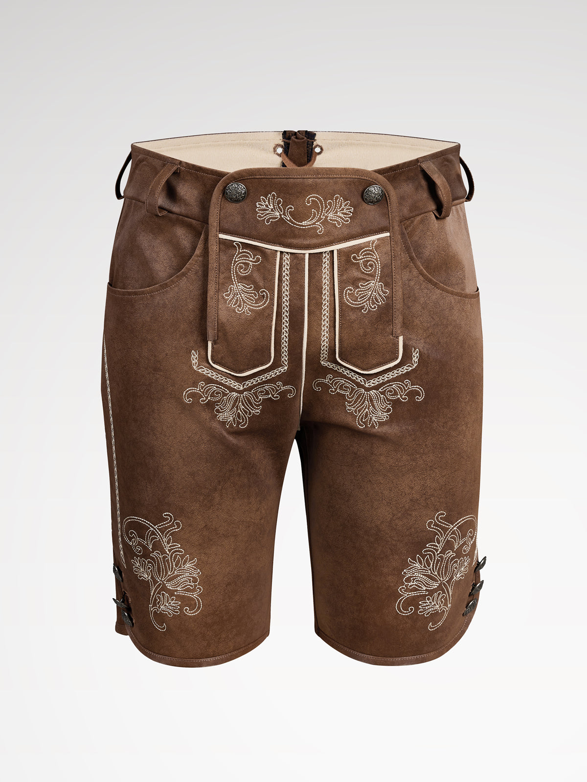 Brown buttons leather pants