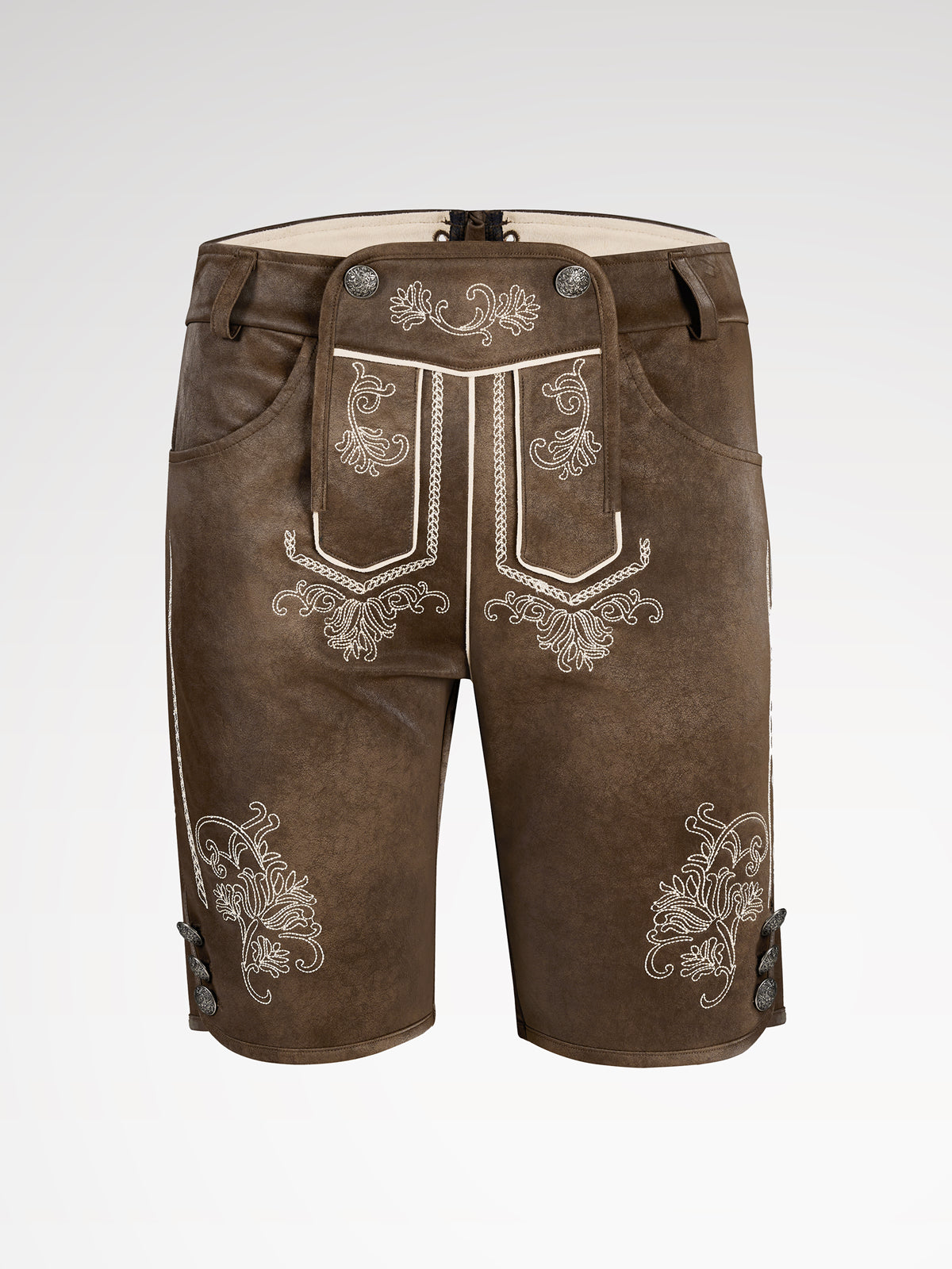 Brown buttons leather pants