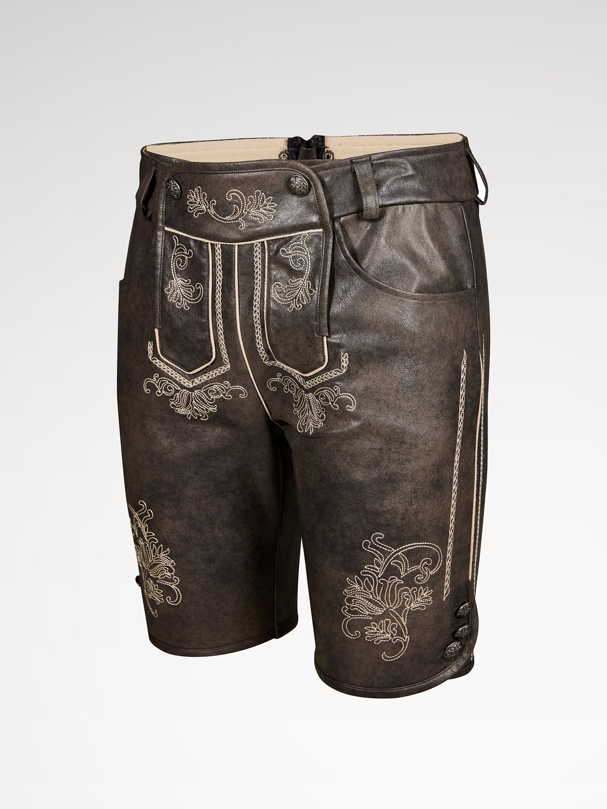 Gray buttons leather pants