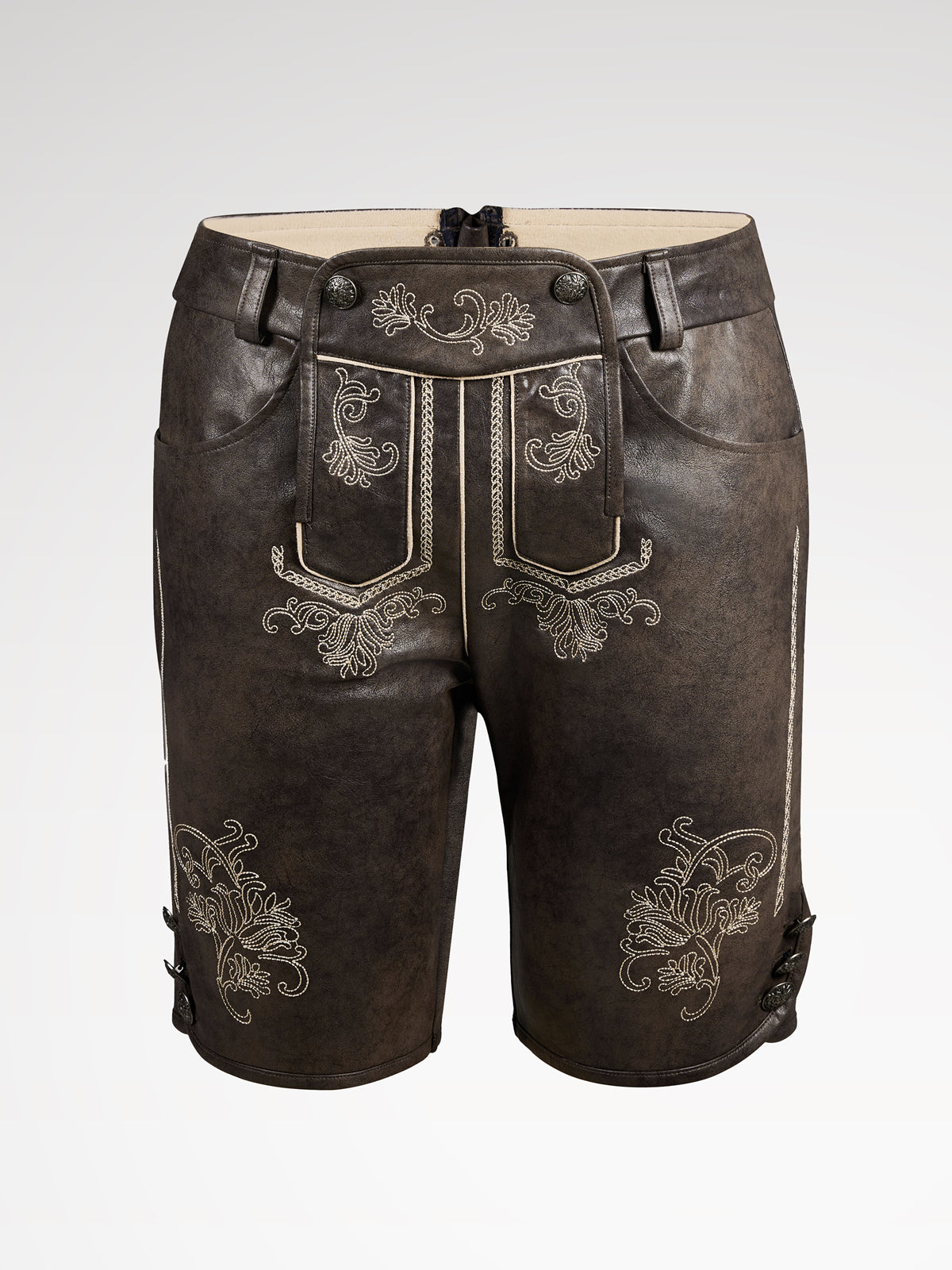 Gray buttons leather pants