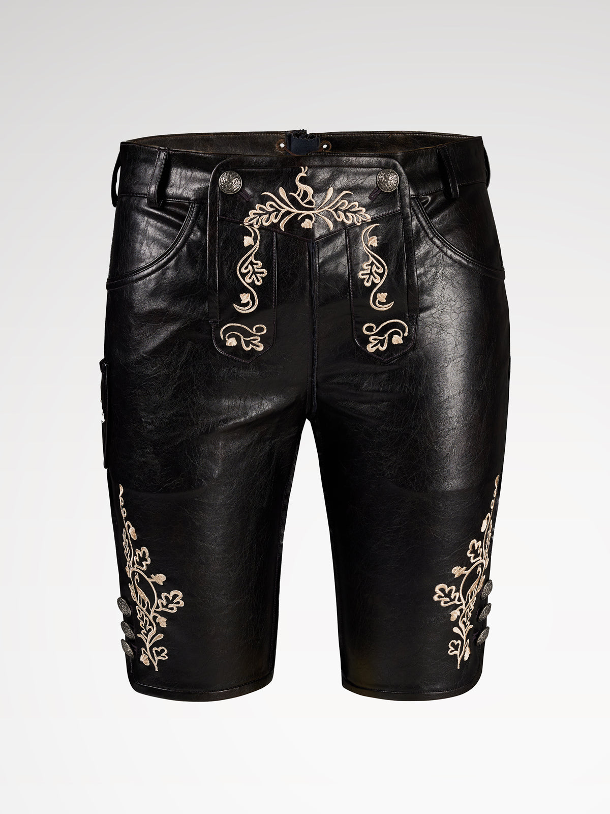 Black buttons leather pants