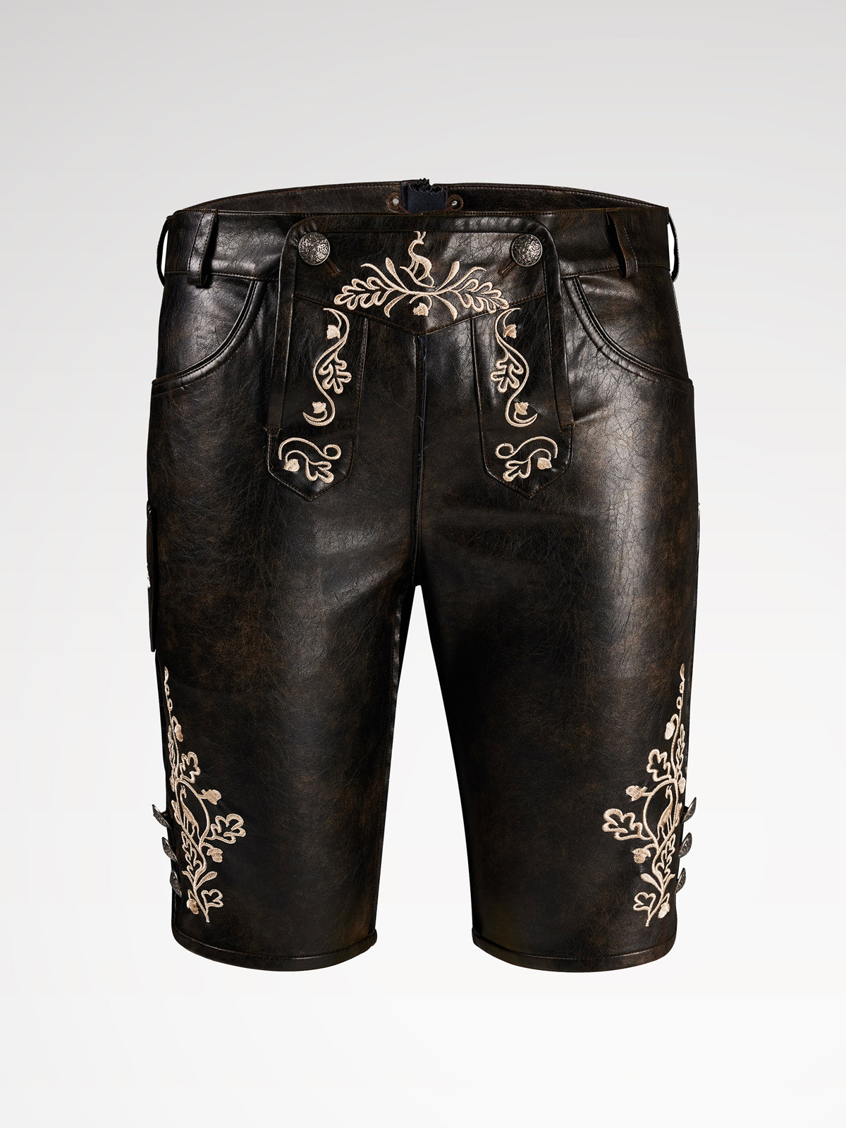 Brown buttons leather pants