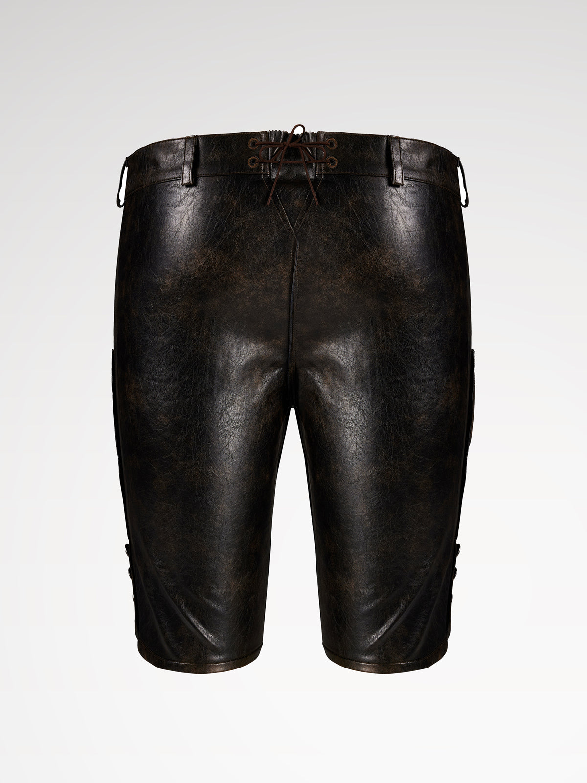 Brown buttons leather pants