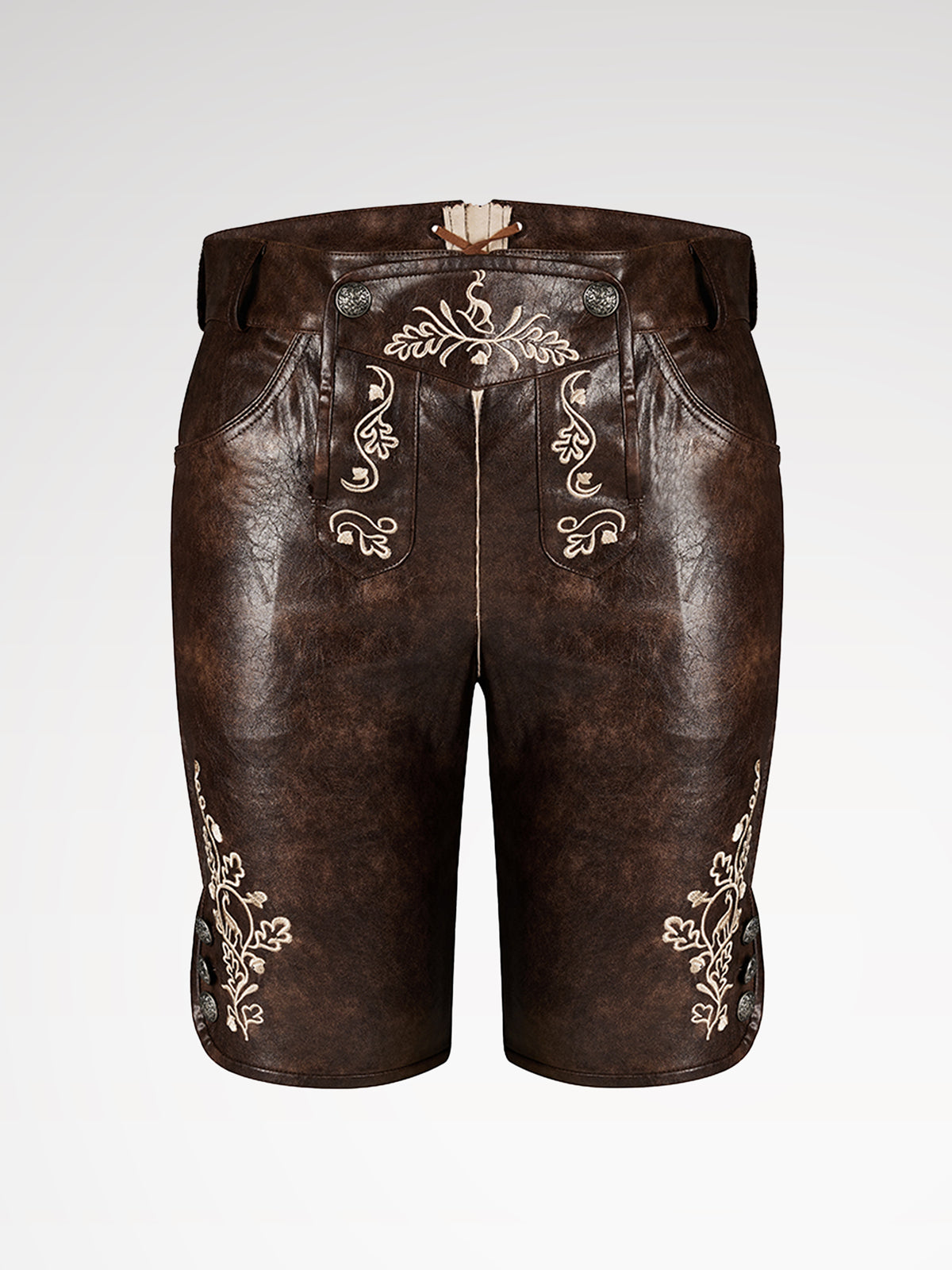 Brown buttons leather pants