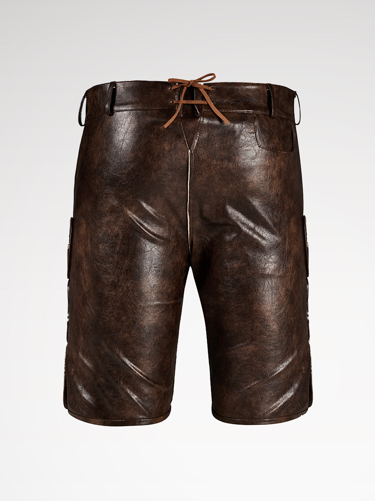 Brown buttons leather pants