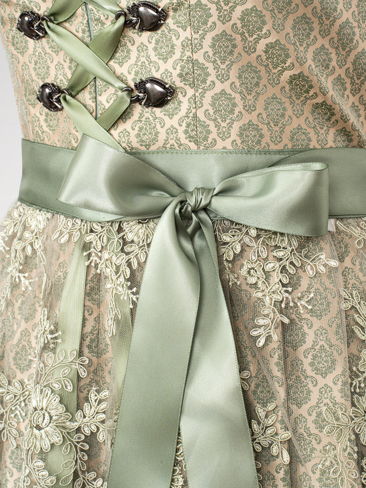 Women's green zipper at the front all over pattern dirndl