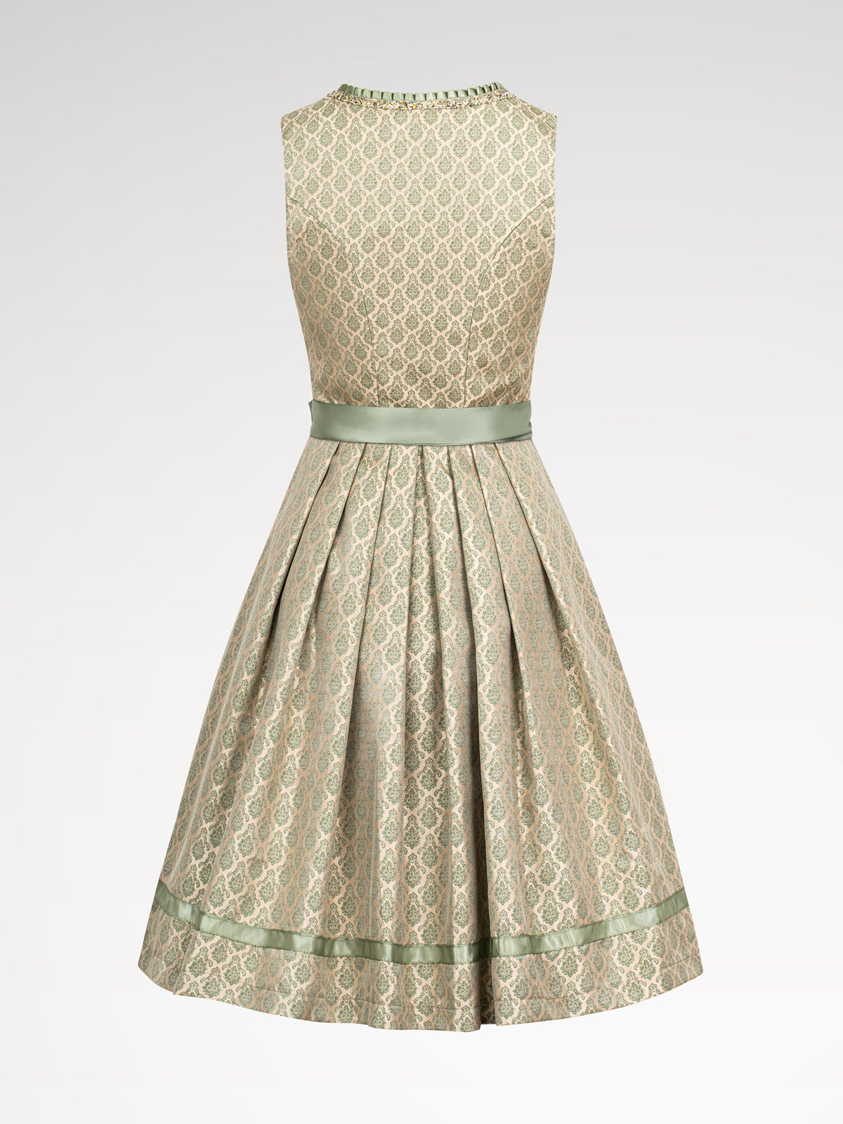 Women's green zipper at the front all over pattern dirndl