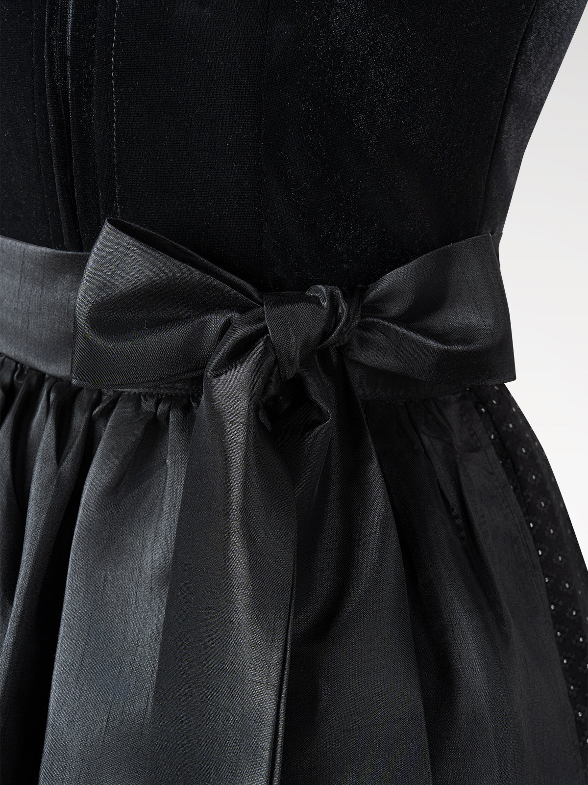 Ladies black zipper in front of structured dirndl