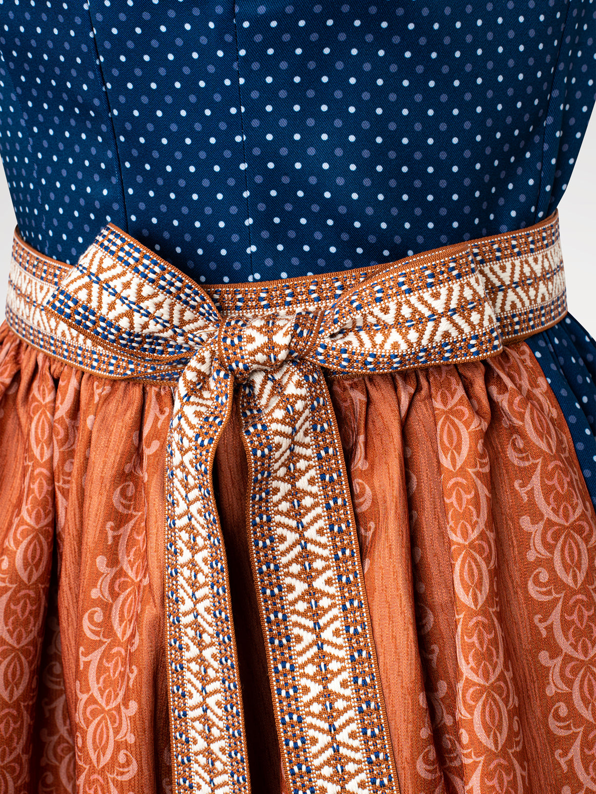 Women blue zipper at the front geometric pattern dirndl