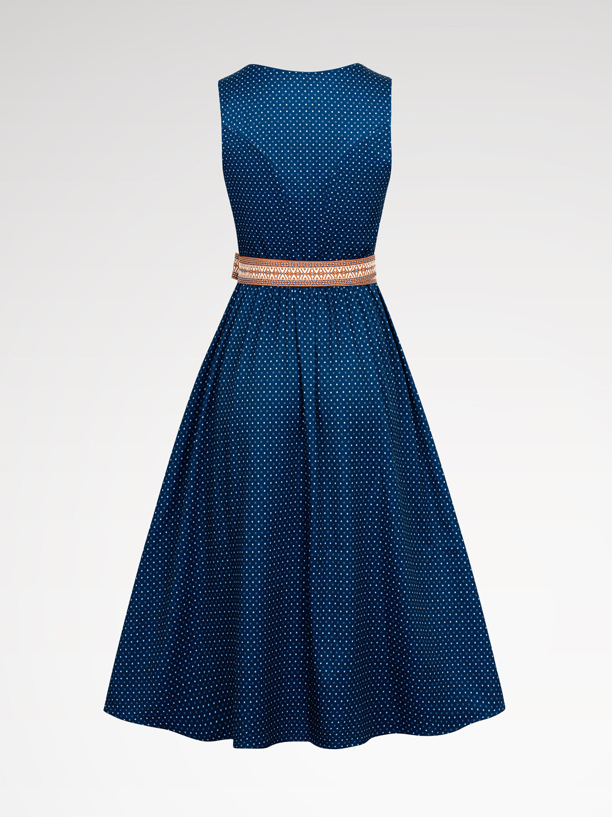 Women blue zipper at the front geometric pattern dirndl