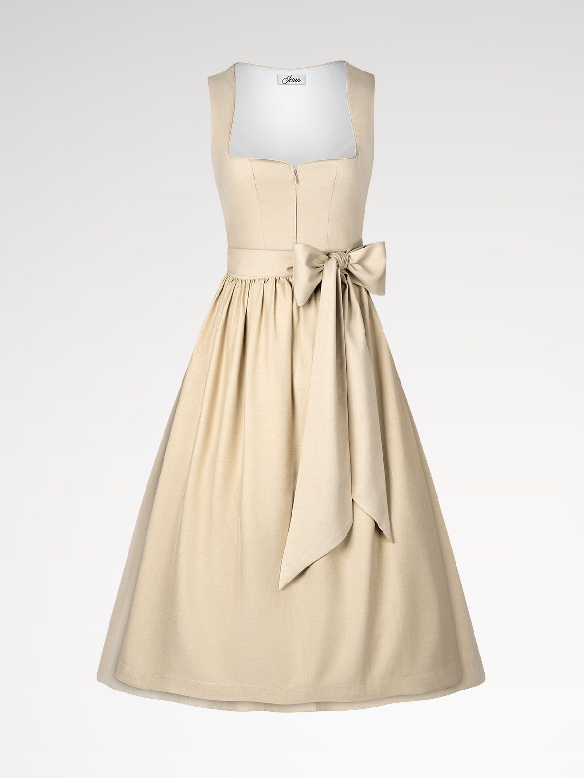 Women beige zipper at the front dirndl