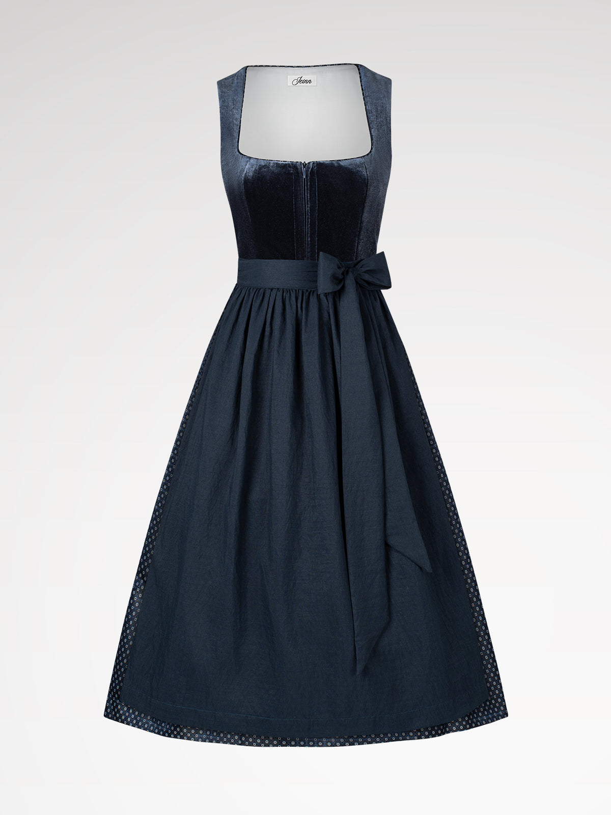 Women blue zipper in front of structured dirndl