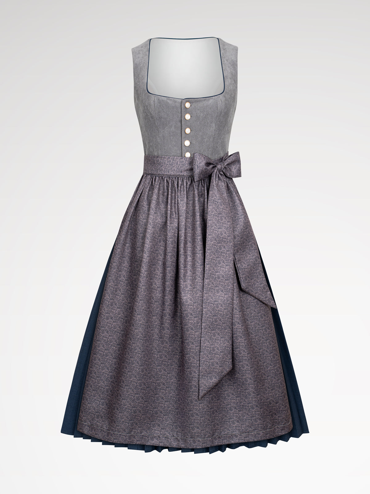 Women's gray buttons all over pattern dirndl