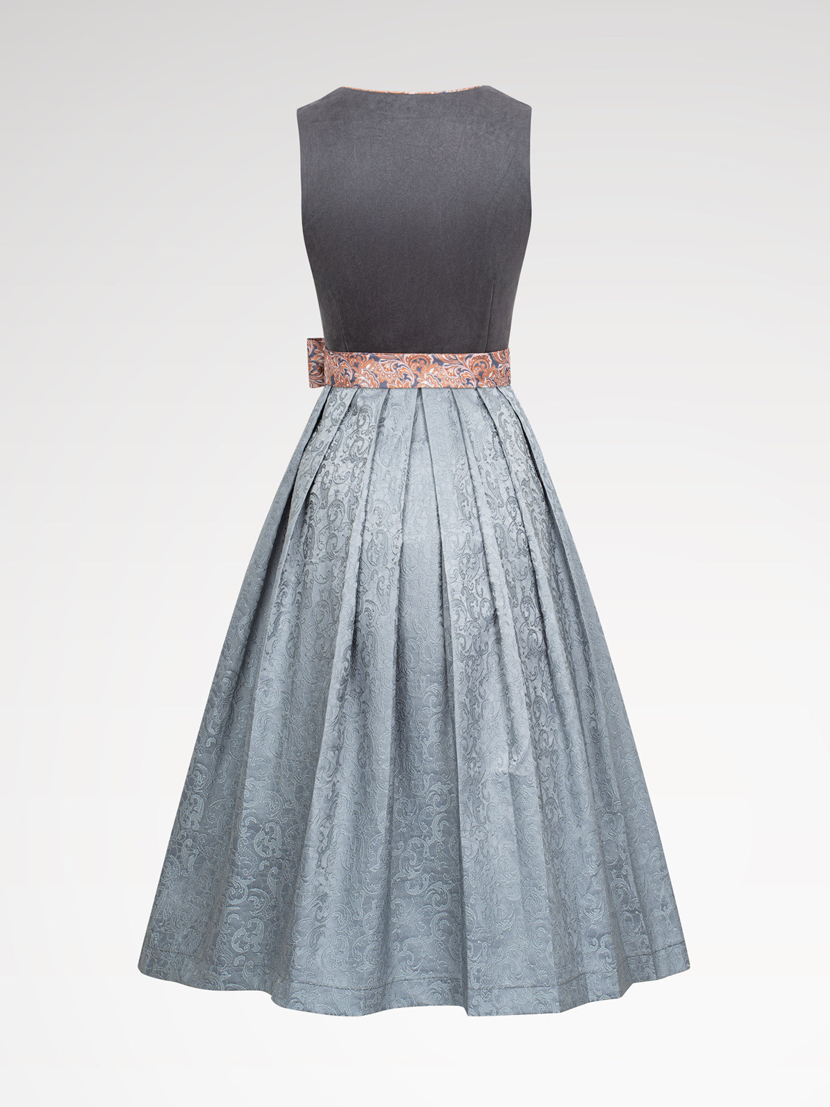Women's gray zipper at the front all over pattern dirndl