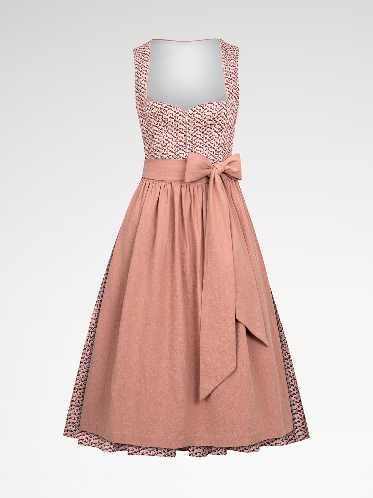 Women's pink zipper at the front floral pattern dirndl