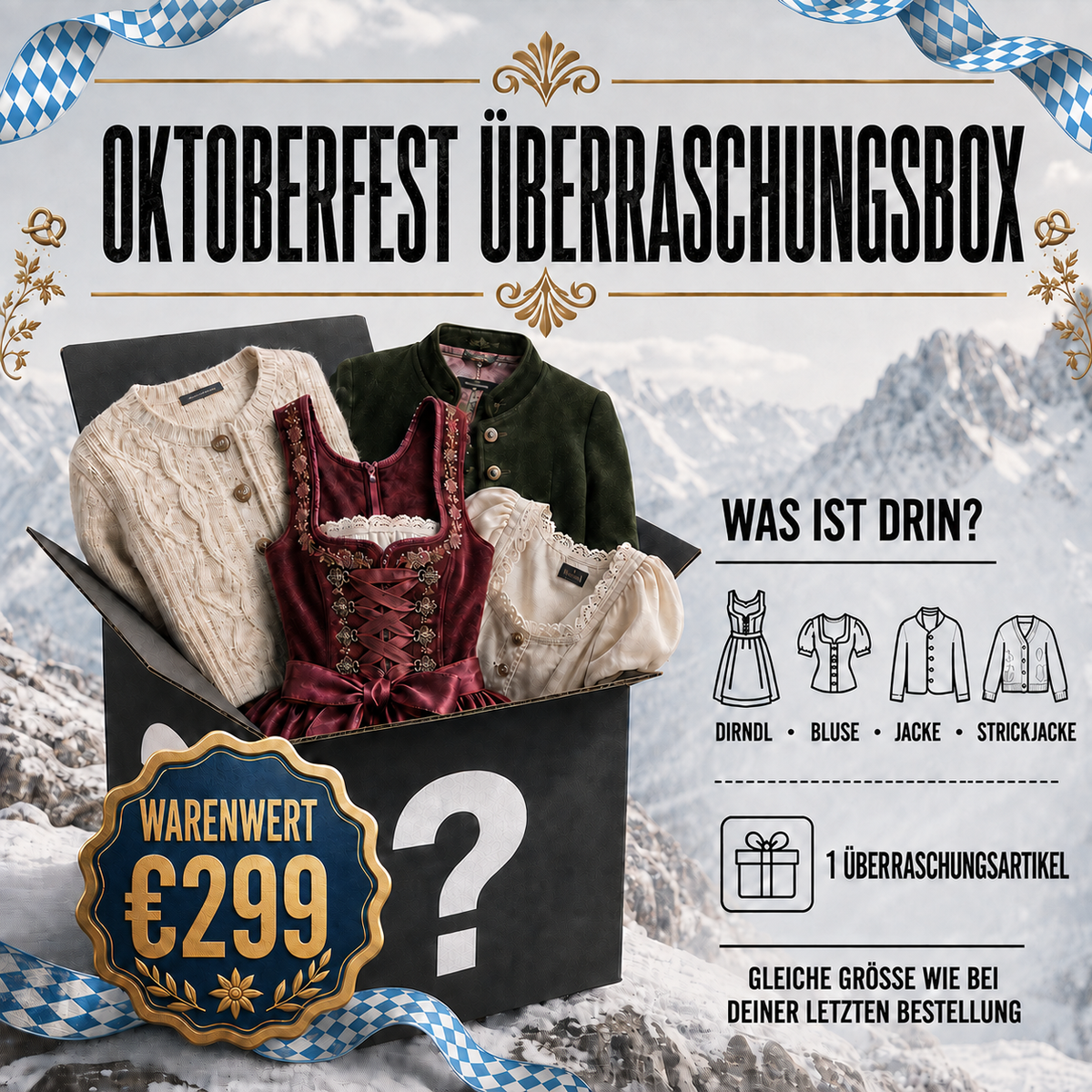 Oktoberfest Überraschungsbox – 1 zufälliger Trachtenartikel
