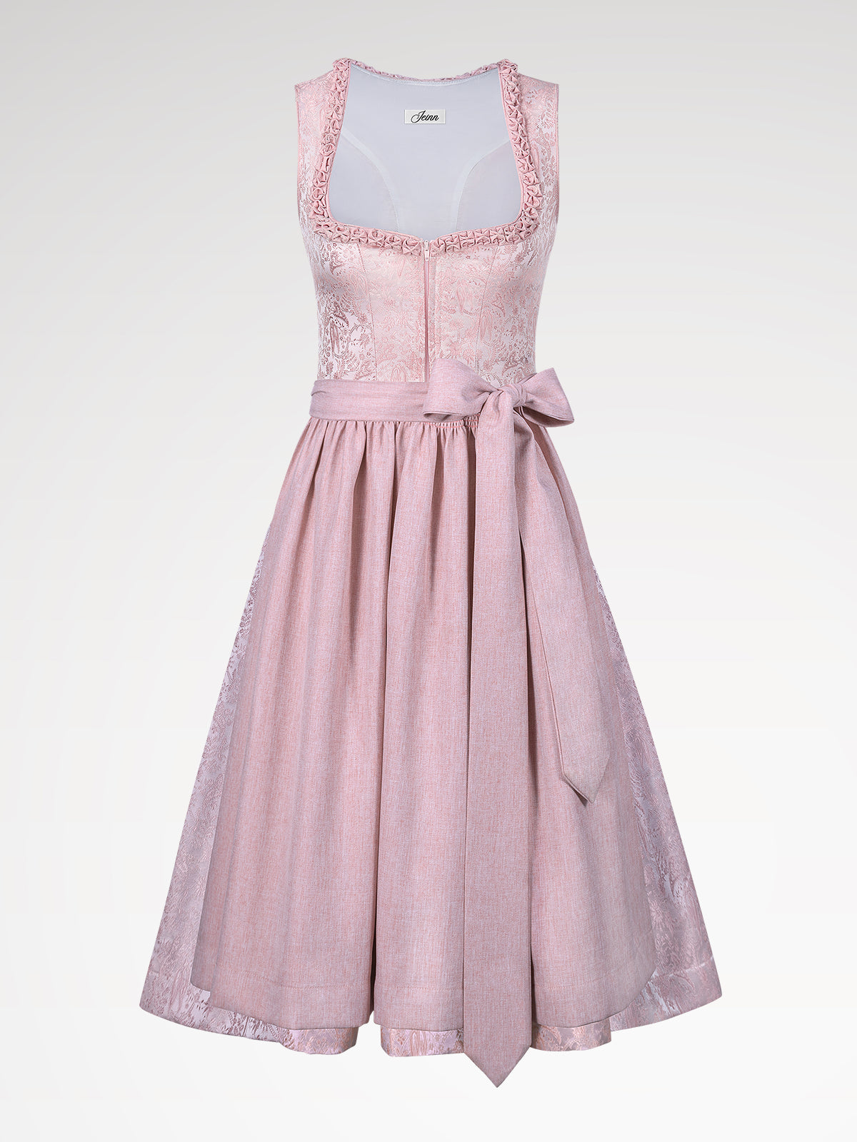 Damen Rosa Herz-Ausschnitt Floralem Muster Dirndl