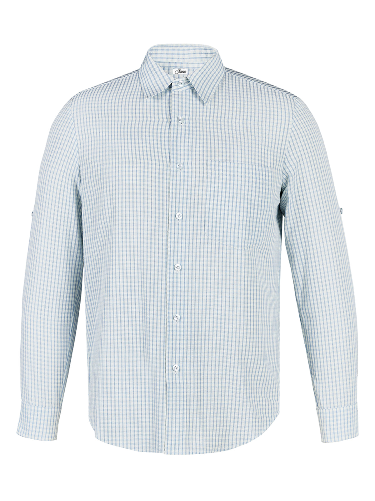 Blauwe omkeerbare kraag shirts