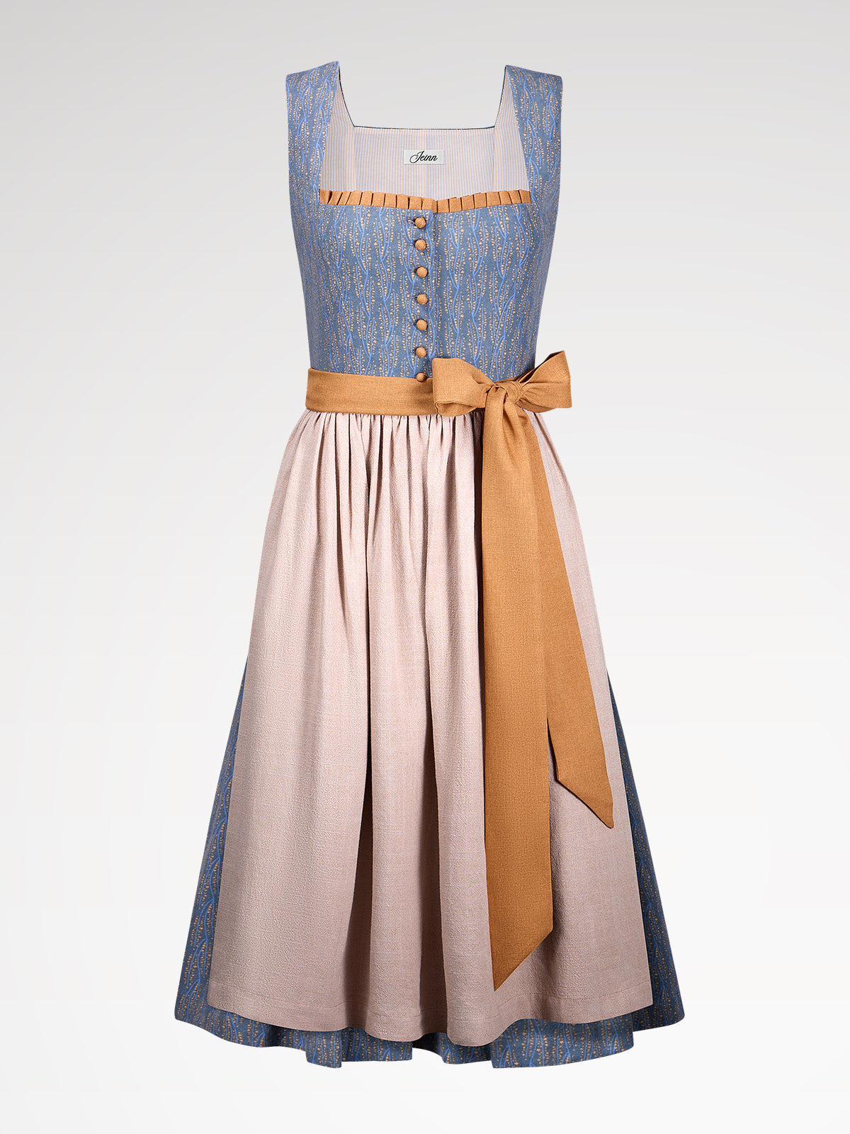 Damen Blau Gerader Ausschnitt Floralem Muster Dirndl