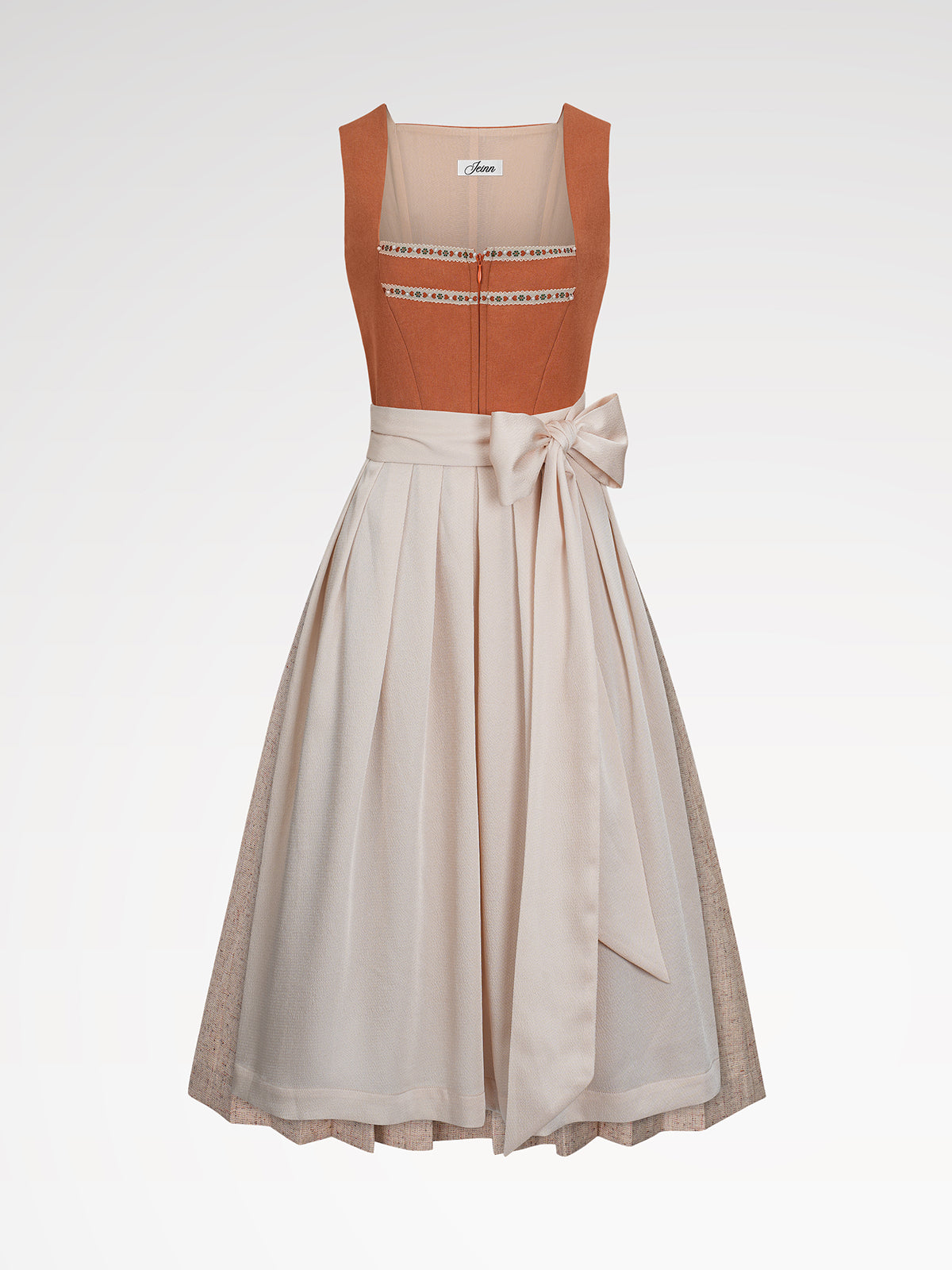 Damen Orange Knöpfen Dirndl