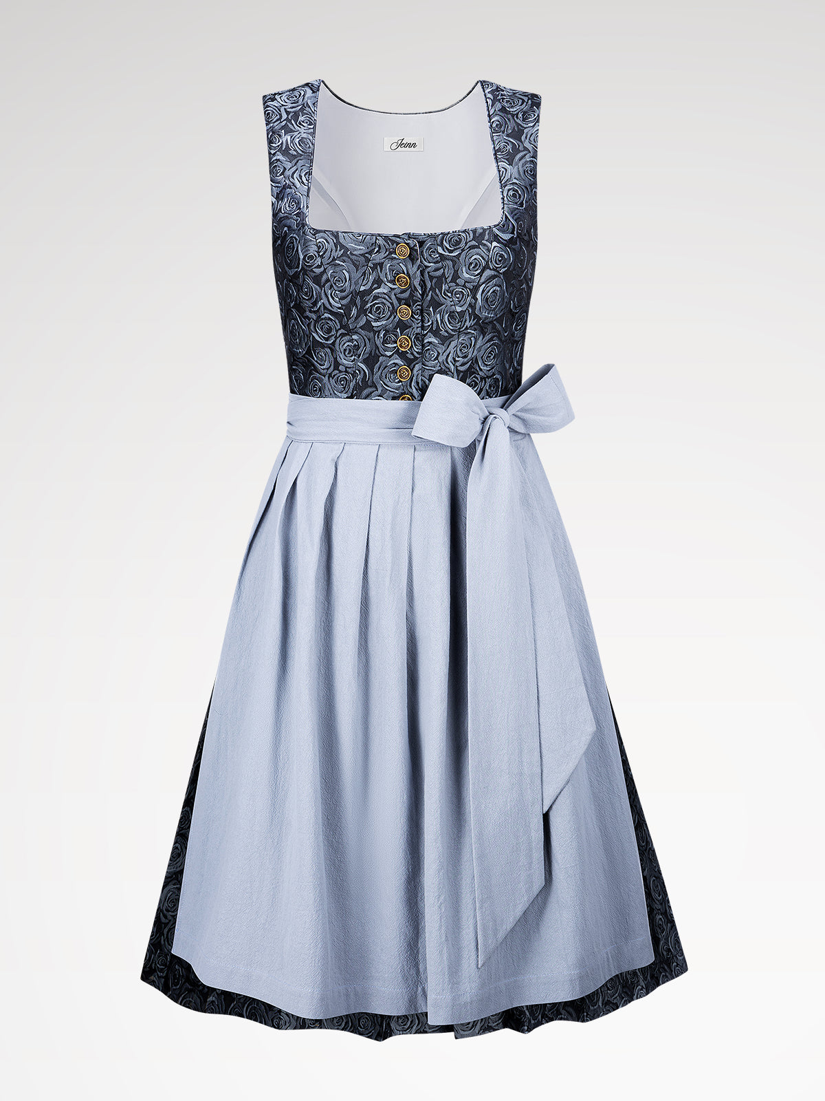 Damen Blau Gerader Ausschnitt Floralem Muster Dirndl