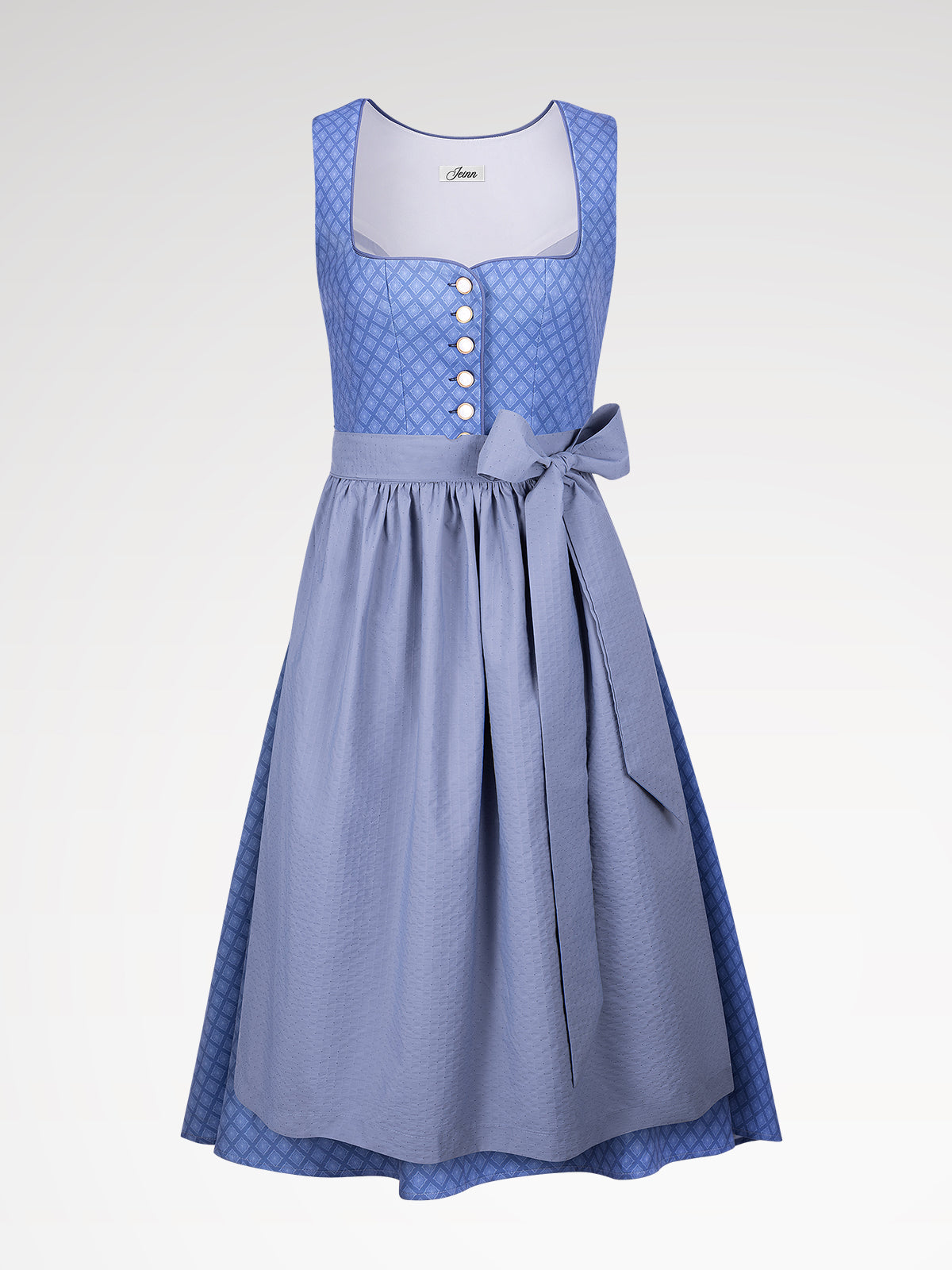 Damen Blau Herz-Ausschnitt Geometrische Muster Dirndl