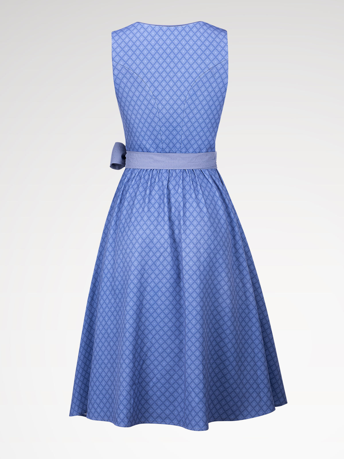 Damen Blau Herz-Ausschnitt Geometrische Muster Dirndl