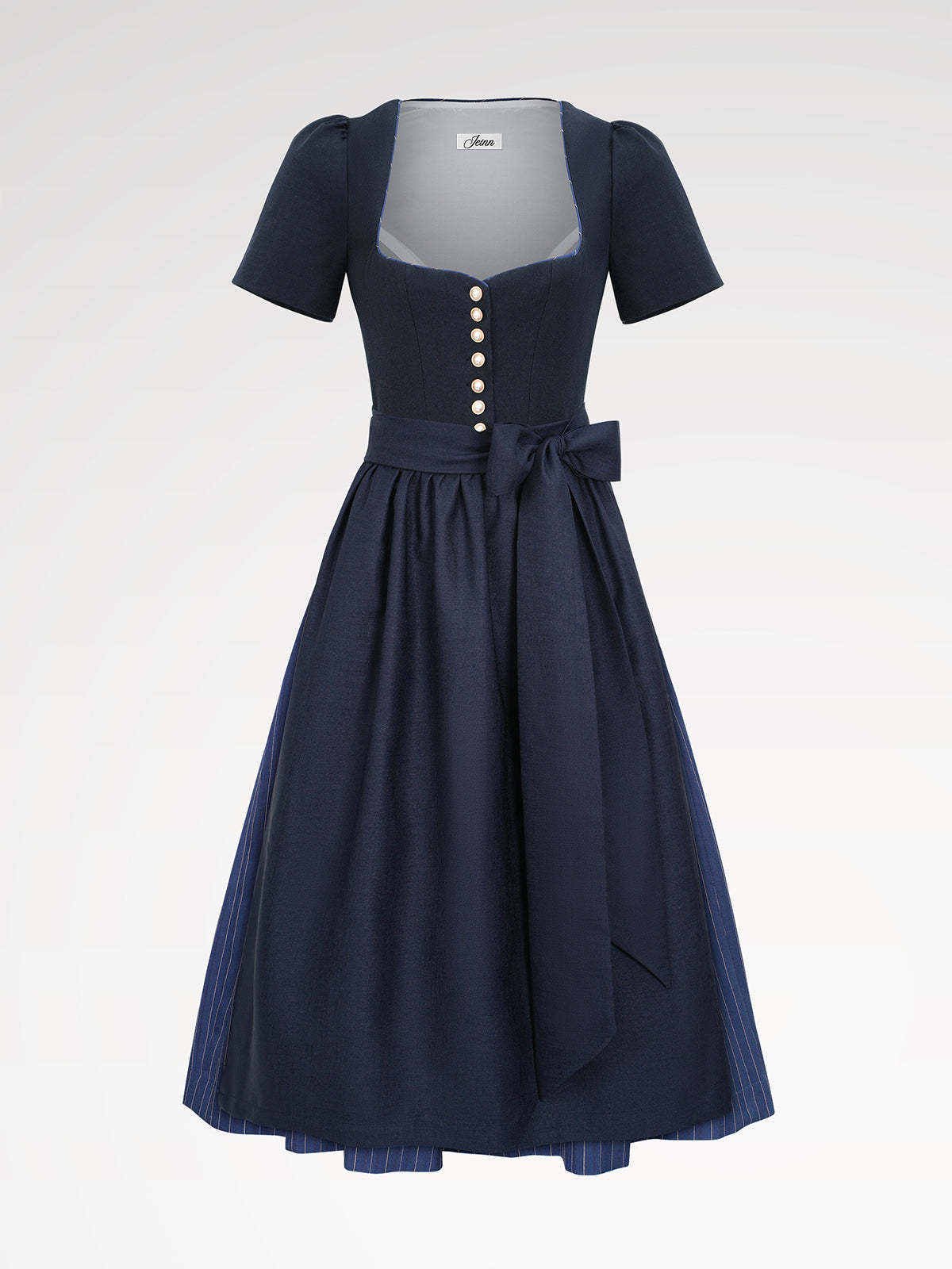 Damen Blau Knöpfen Dirndl