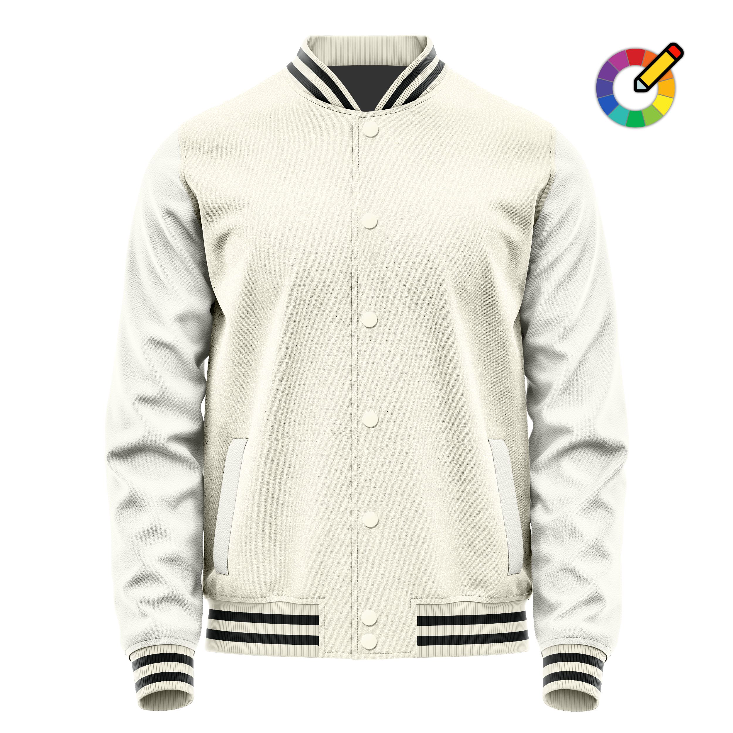 Creme & Weiß Leder Collegejacke JG03180317