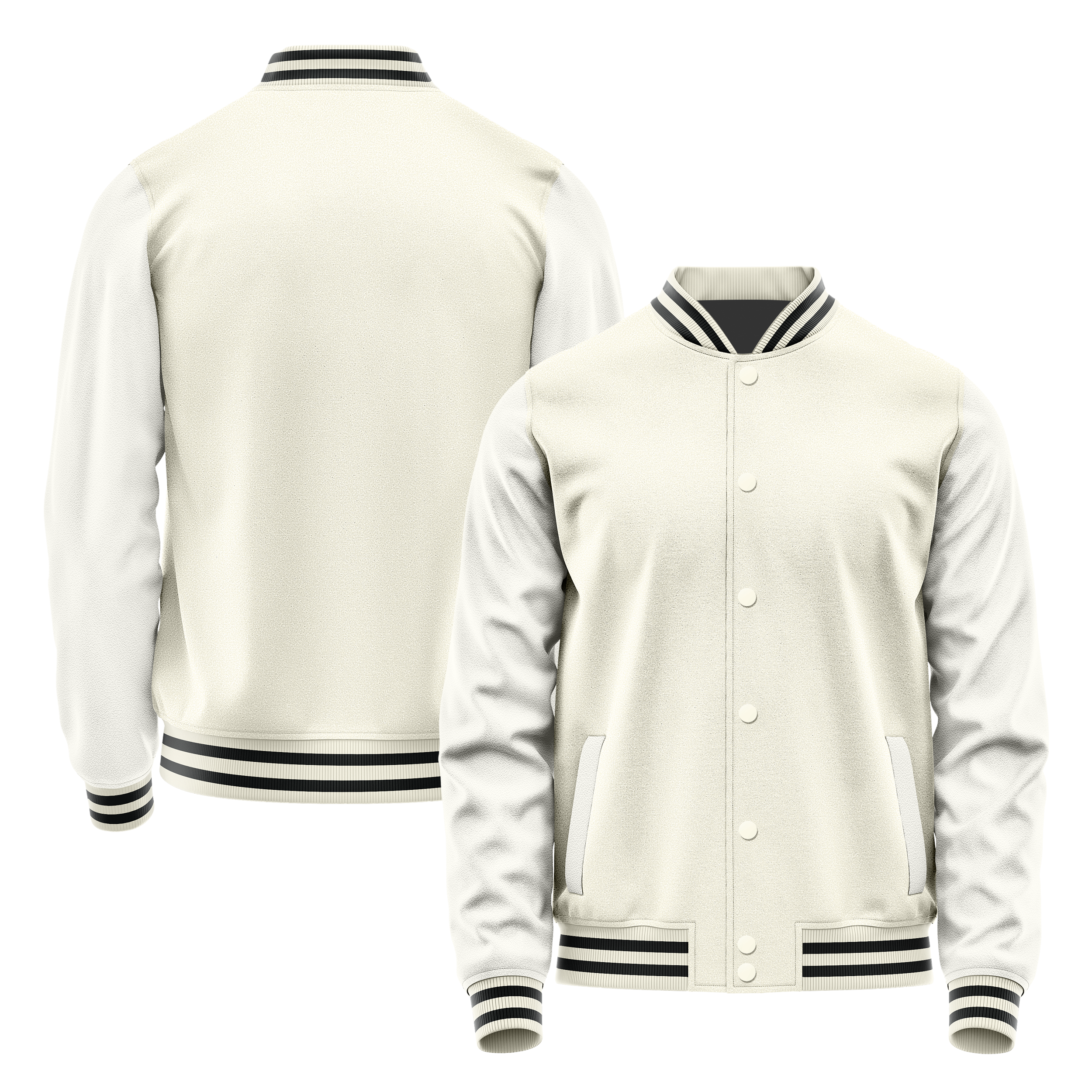 Creme & Weiß Leder Collegejacke JG03180317