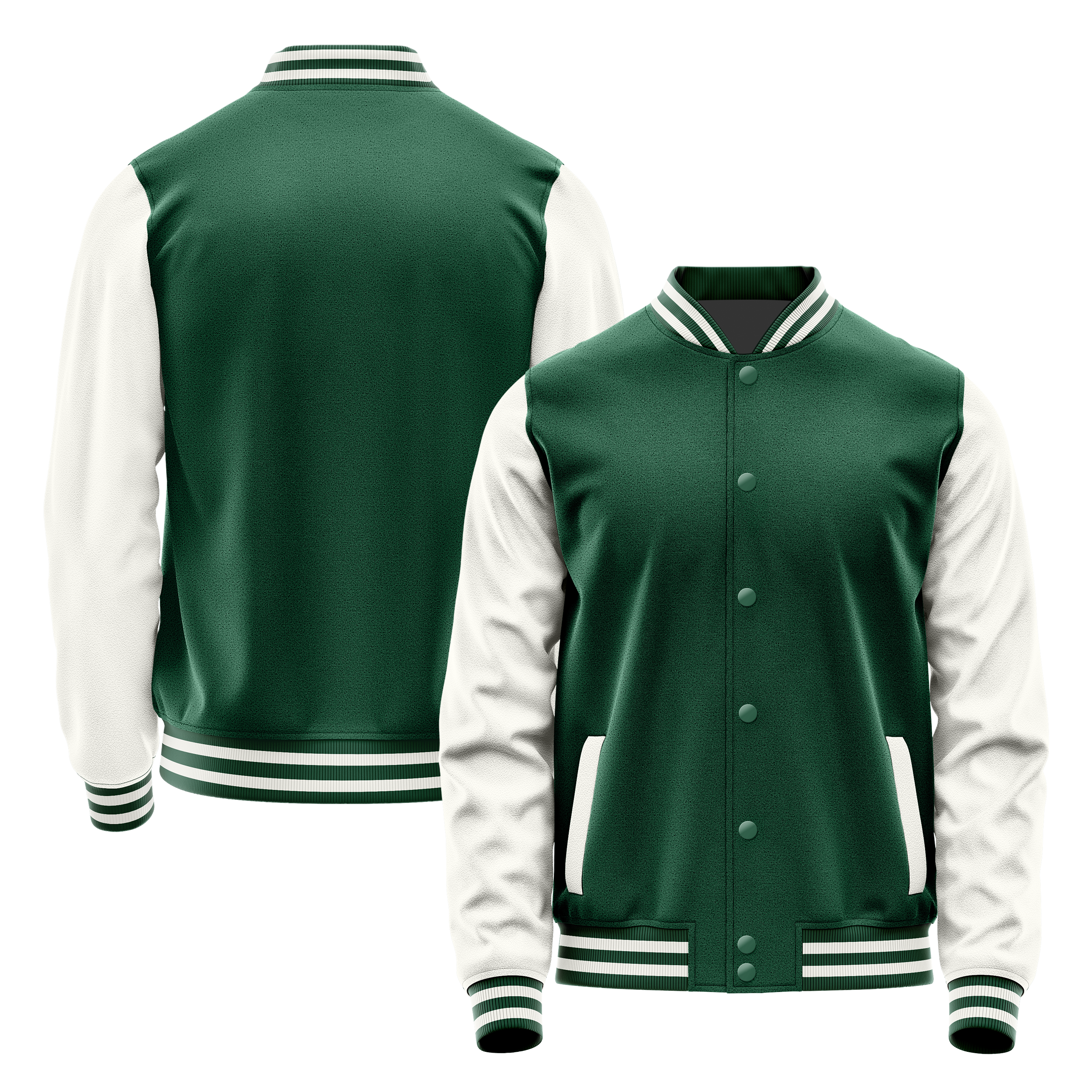 Grün & Weiß Leder Collegejacke JG05180518