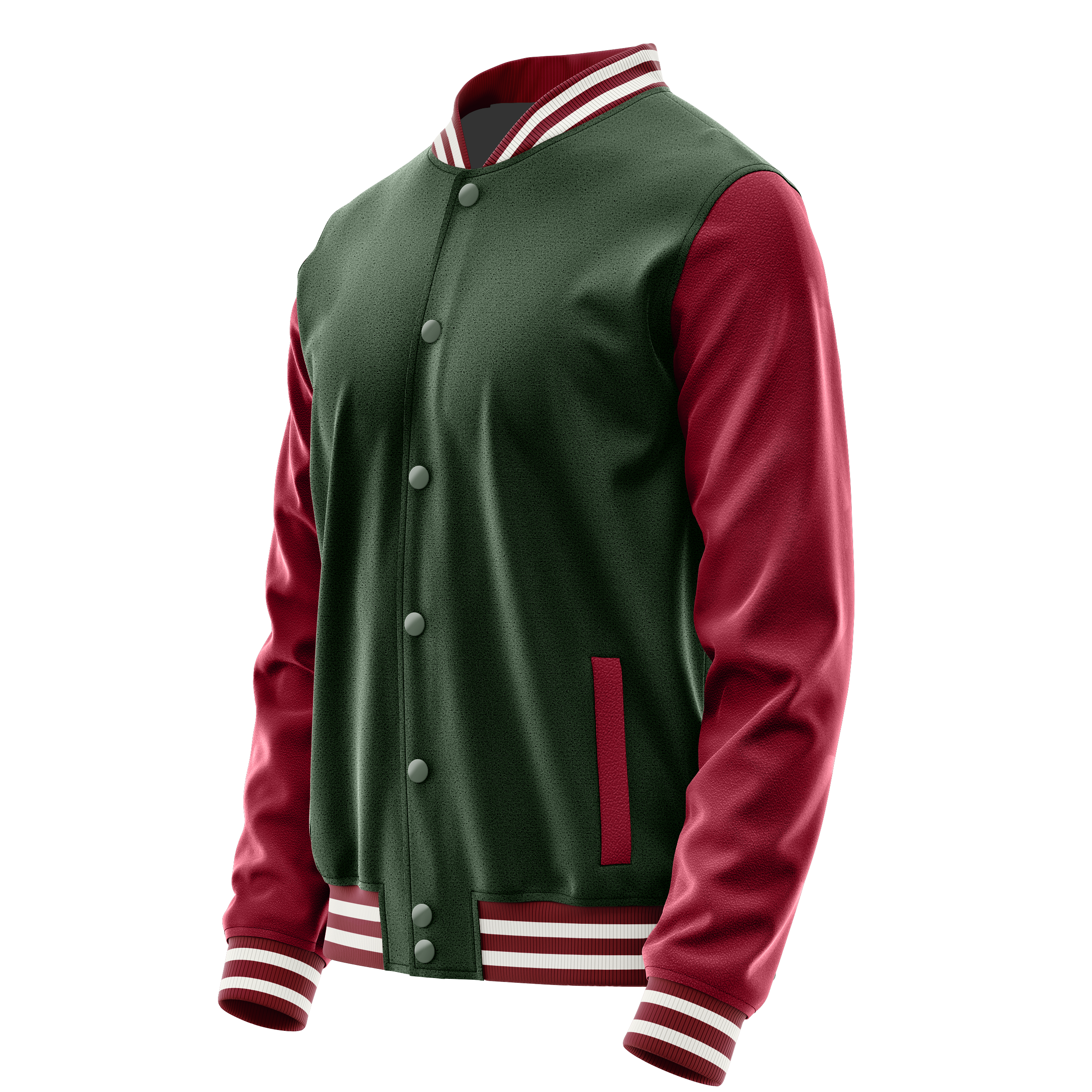 Dunkelgrün & Karminrot Leder Collegejacke JG06151518